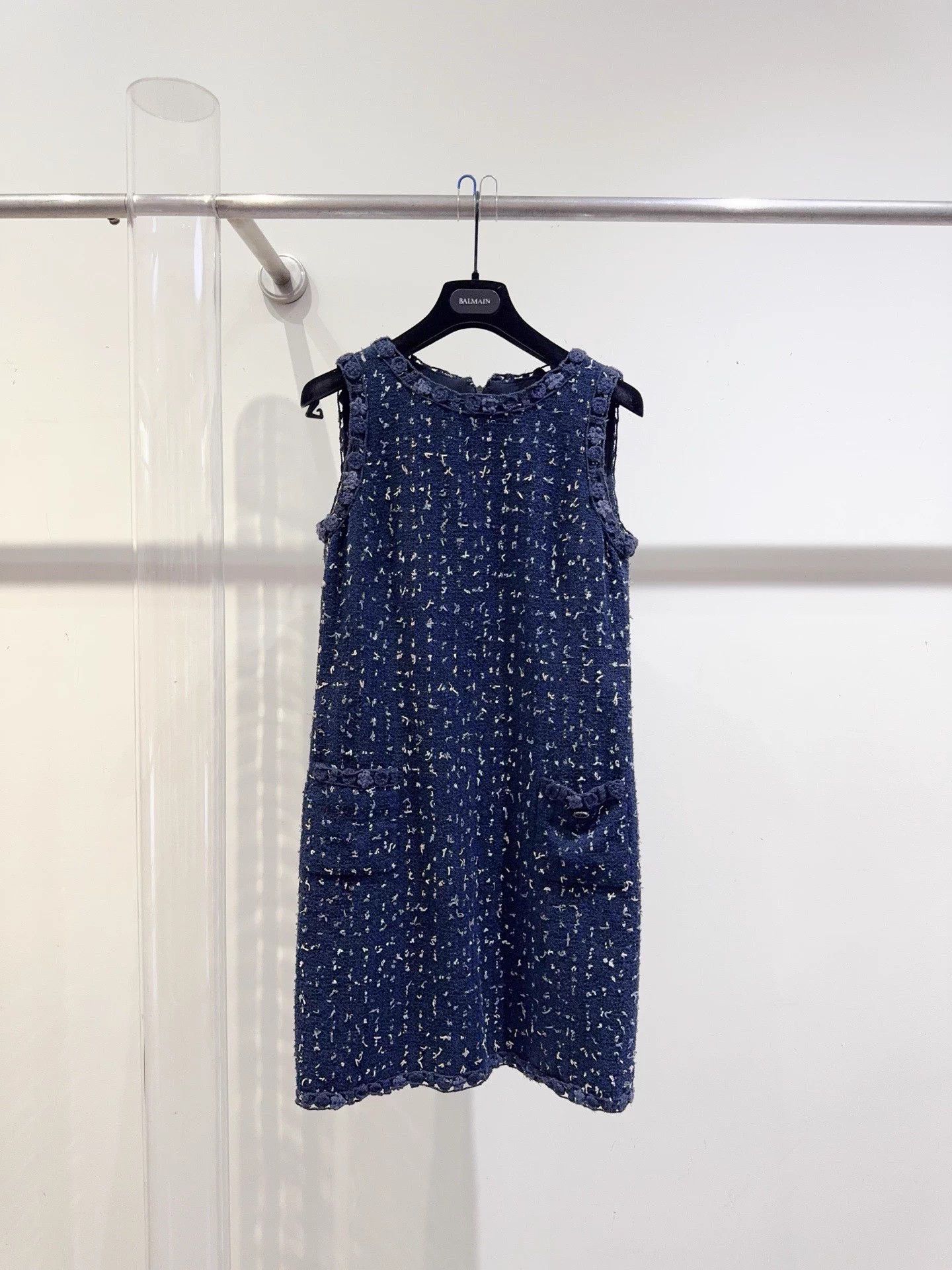 Chanel Chanel Tweed Dress Navy Blue 38 98 New Size S / US 4 / IT 40 - 1 Thumbnail