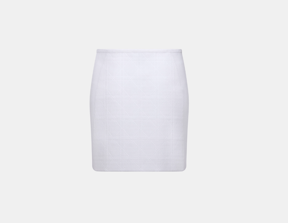 image of Dior O1W1Db10224 Macrocannage Miniskirt In White, Women's (Size 32)
