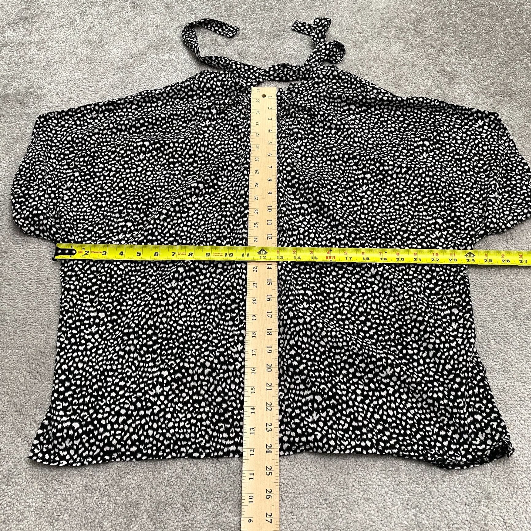 Shein SheIn Printed Blouse Womens XL Black White Mock Neck Short Sleeve Casual Top Size XL / US 12-14 / IT 48-50 - 6 Thumbnail