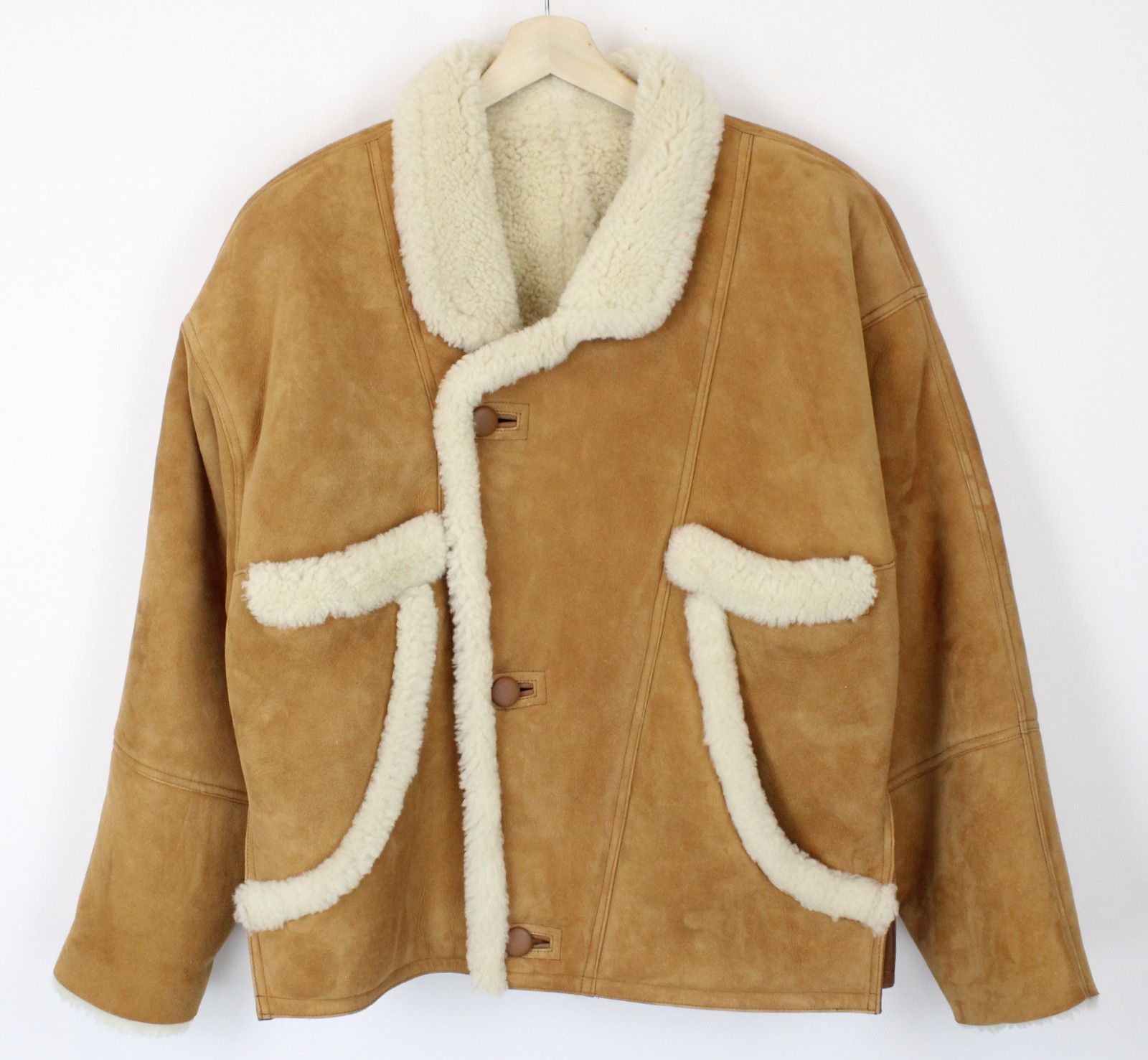 Sandro SANDRO Royal Jacket Womens LARGE Shearling Leather Button Size L / US 10 / IT 46 - 1 Thumbnail