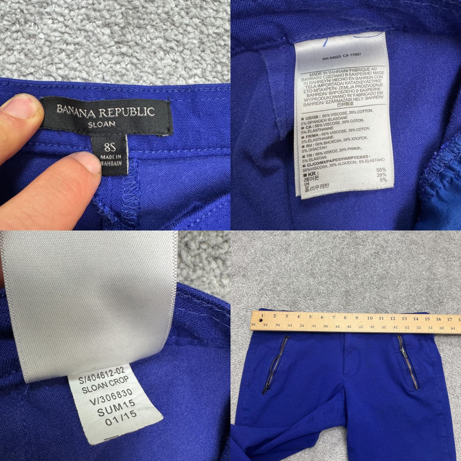 Eddie Bauer VINTAGE Eddie Bauer Banana Republic Sloan Crop Pants Women 8S Blue Tapered Fit Ankle Zip Casual Workwear Spring Summer Fall Winter Size 30" / US 8 / IT 44 - 8 Thumbnail