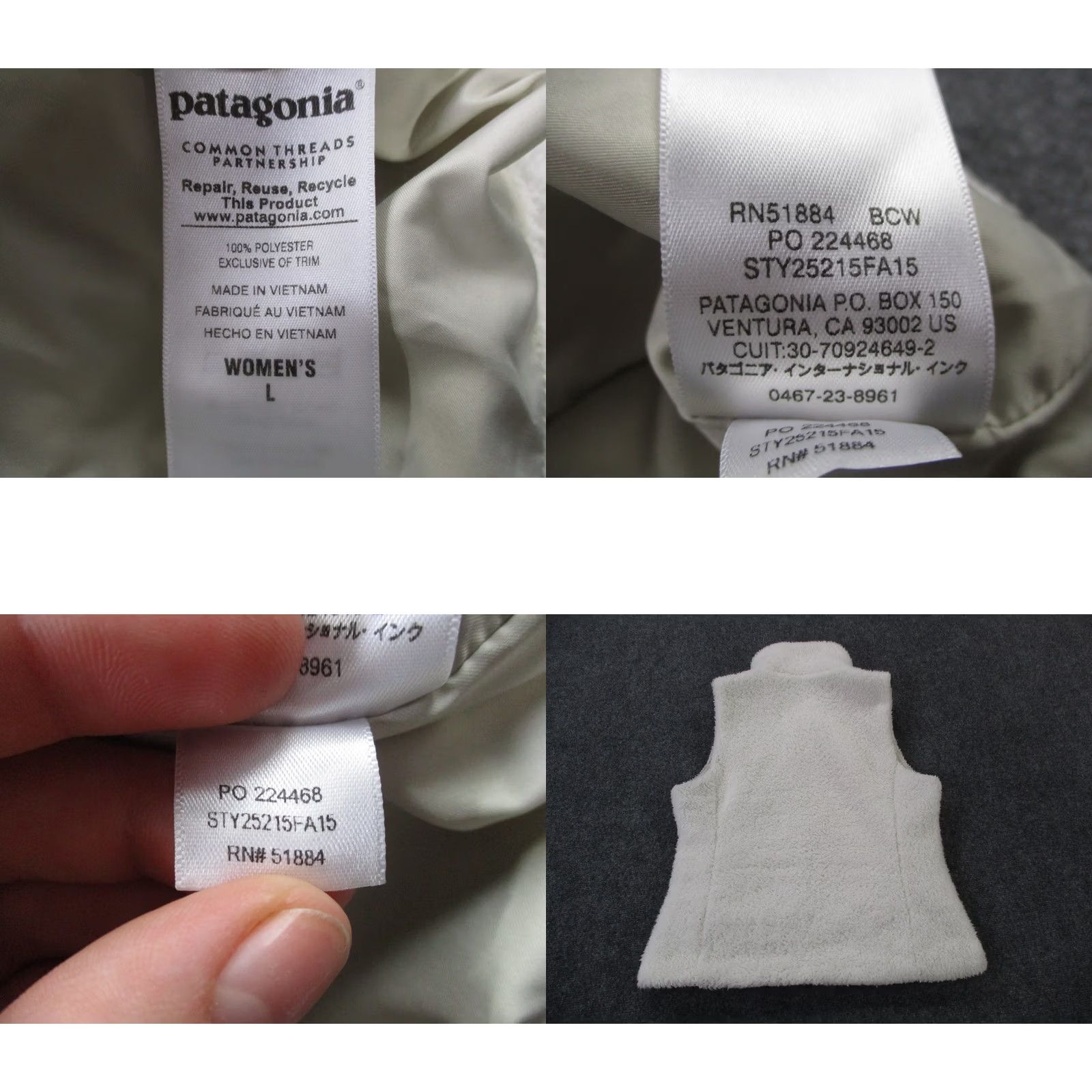 Patagonia Patagonia Vest Jacket Womens L White Fuzzy Fleece Los Gatos Outdoor Hiking 25215 Size L / US 10 / IT 46 - 8 Thumbnail
