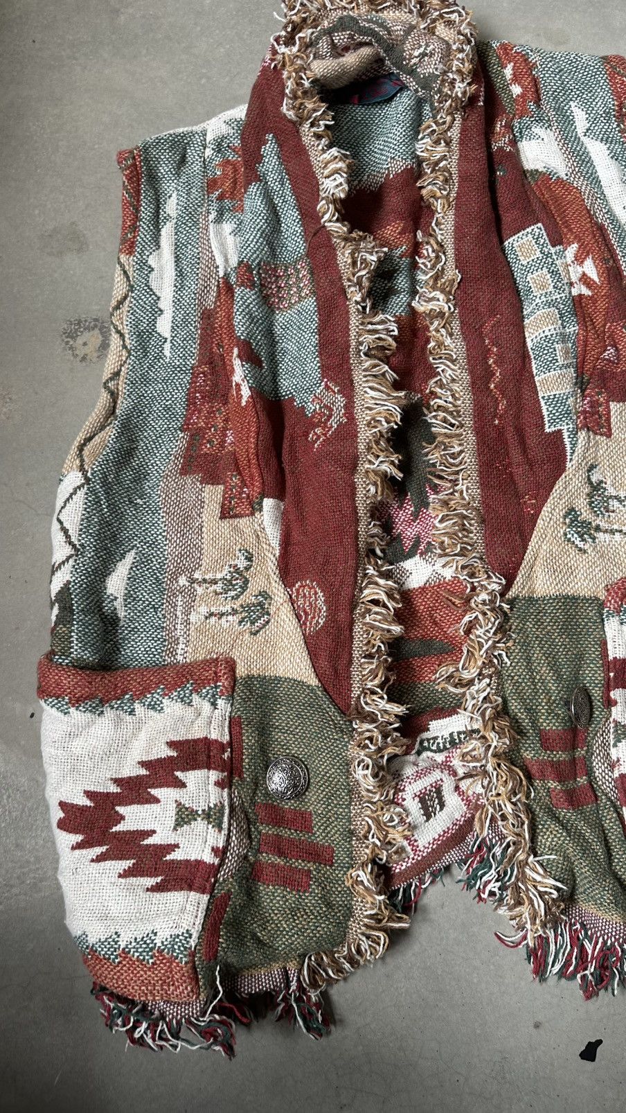 Vintage VINTAGE COUNTRY LIFE BLANKET VEST AZTEC NATIVE Size 40S - 2 Thumbnail