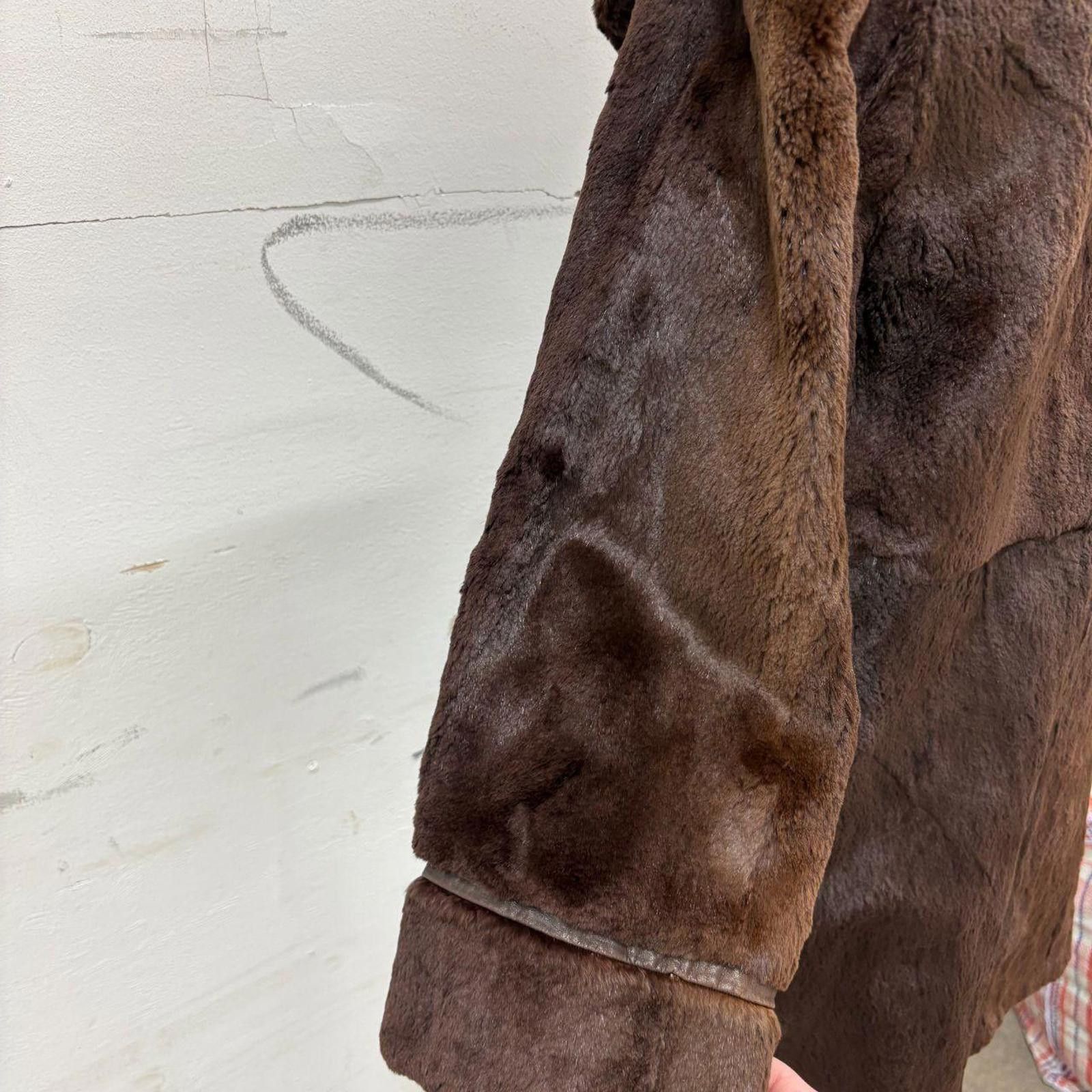 Other Vintage Chocolate Brown Rabbit or Nutria Real Fur Coat Size M / US 6-8 / IT 42-44 - 3 Thumbnail