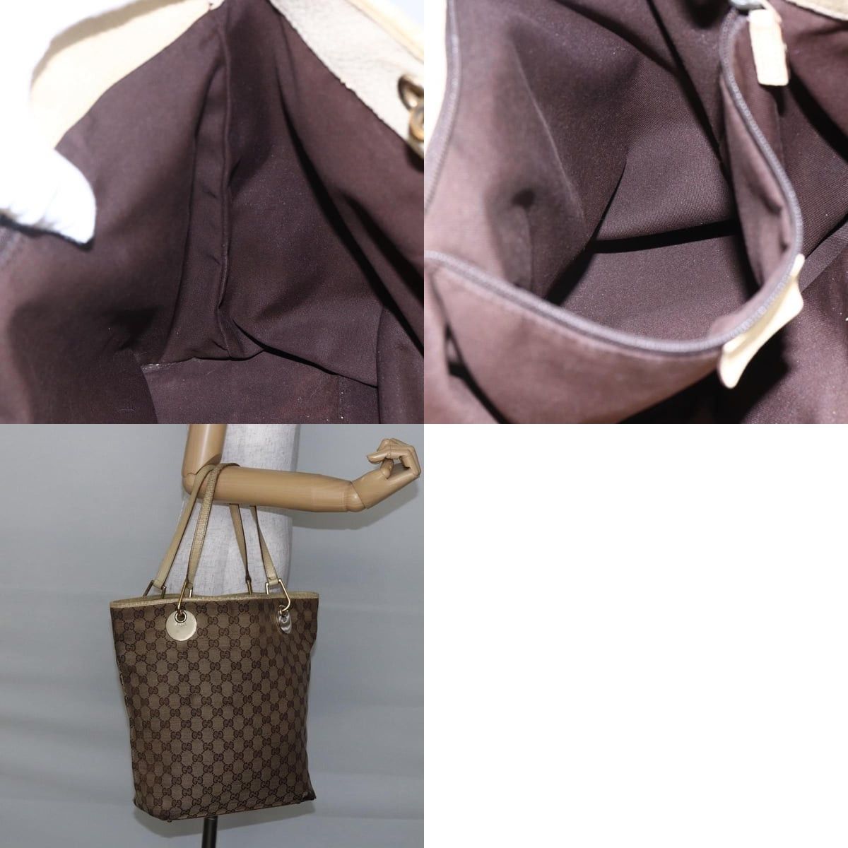 Gucci GUCCI GG Canvas Tote Bag Beige Gold Size ONE SIZE - 12 Thumbnail