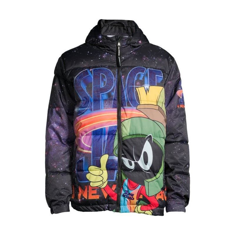 image of Space Jam A New Legacy Members Only Puffer Jacket in Black, Men's (Size 2XL)