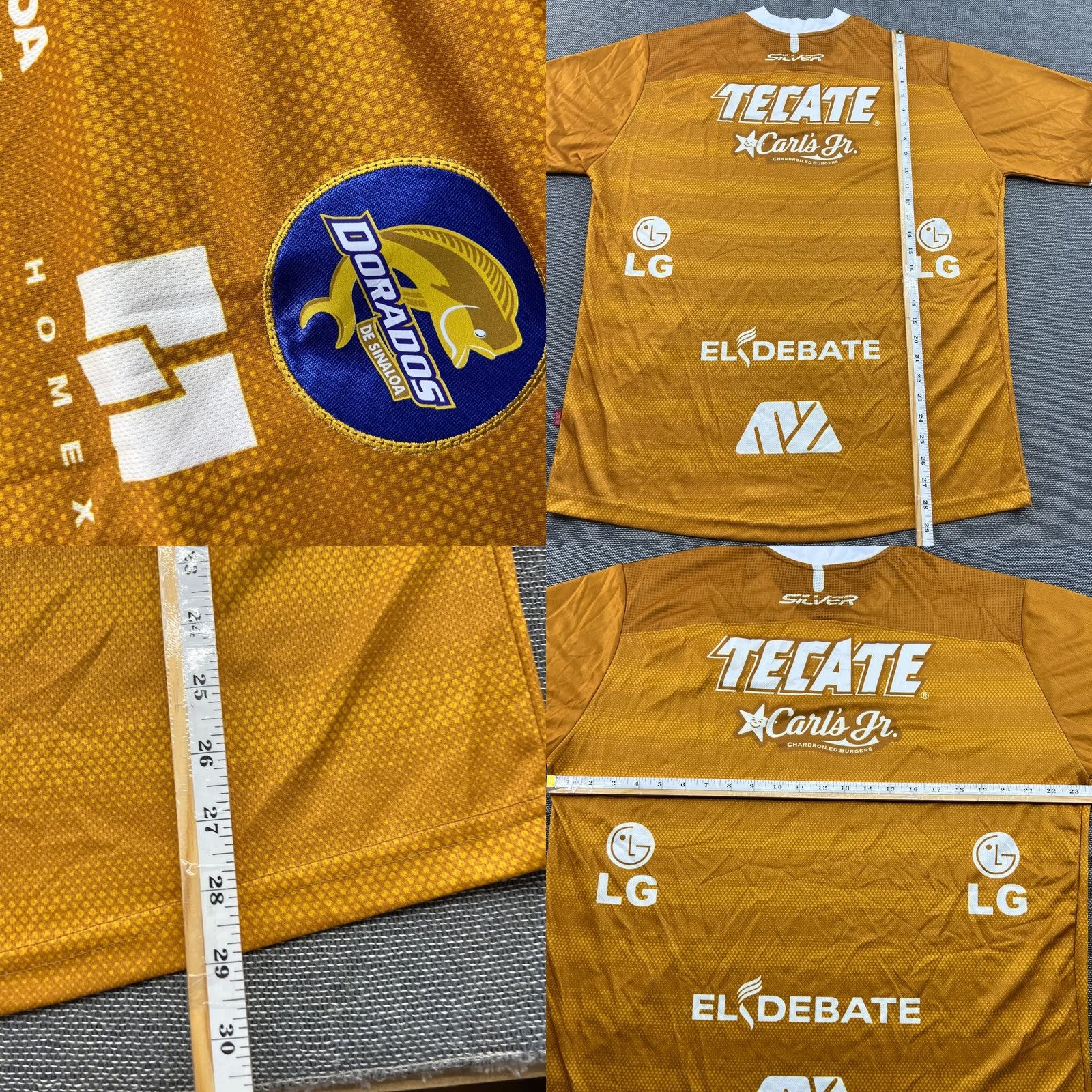 Vintage Mens Football Jersey XL Dorados de Sinaloa 2014 2015 Home Silver Shirt Size US XL / EU 56 / 4 - 8 Thumbnail