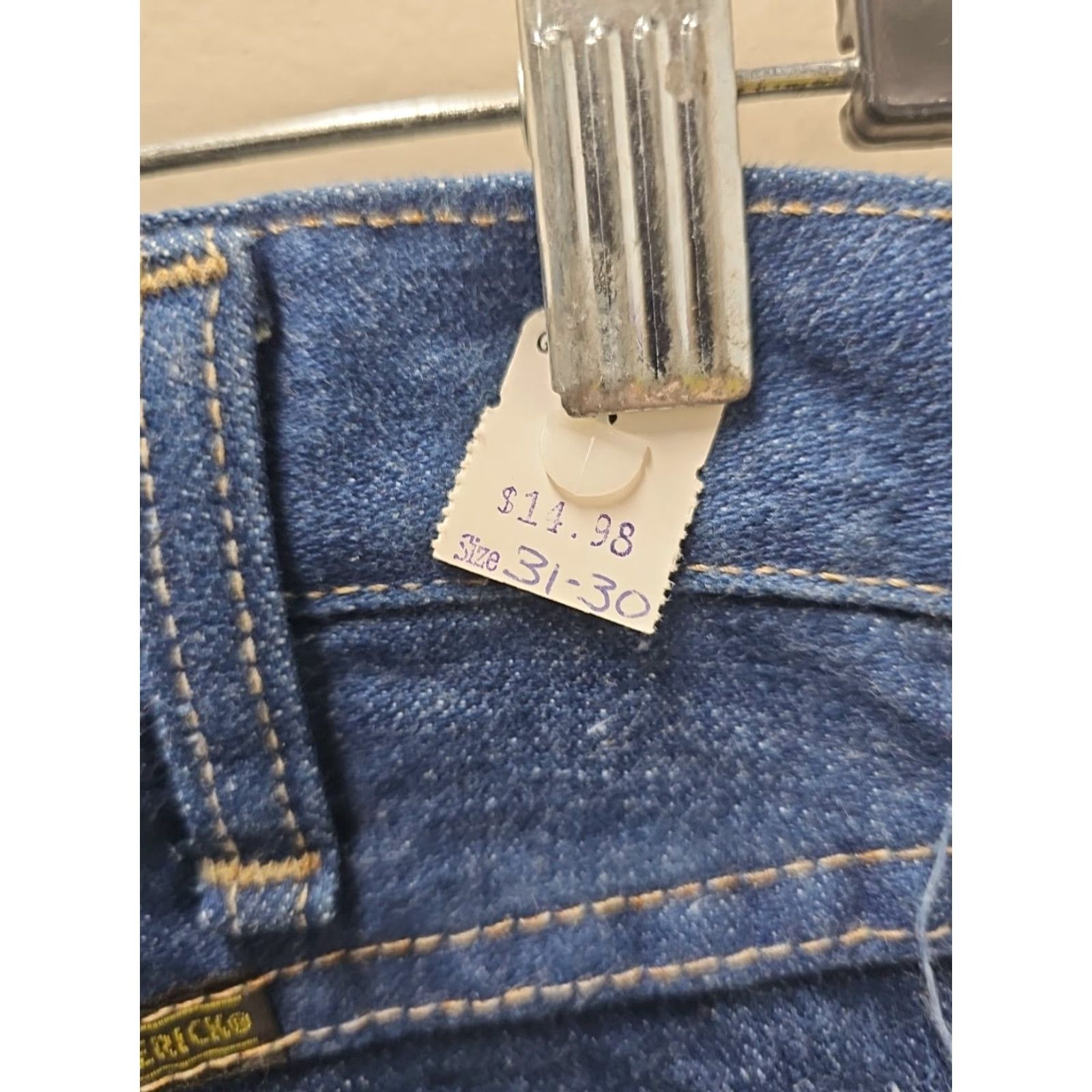 Denime VINTAGE Maverick Jeans Denim 31x30 5-Pocket USA Straight Mens Blue 80s 70s Workwear Ranch Americana Deadstock Real measurements 30x29.5 Size US 31 - 6 Thumbnail
