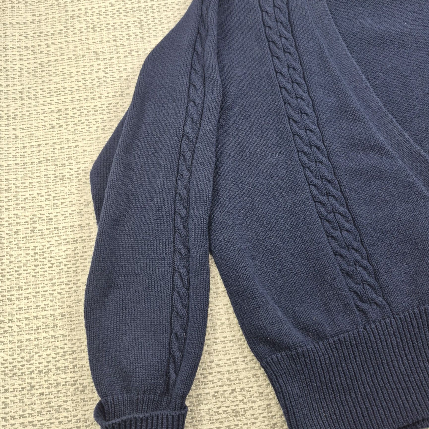 Vintage VINTAGE YarnWorks Cardigan Sweater Blue XL Button Up Cable Knit V Neck Cotton Mens Size US XL / EU 56 / 4 - 7 Thumbnail