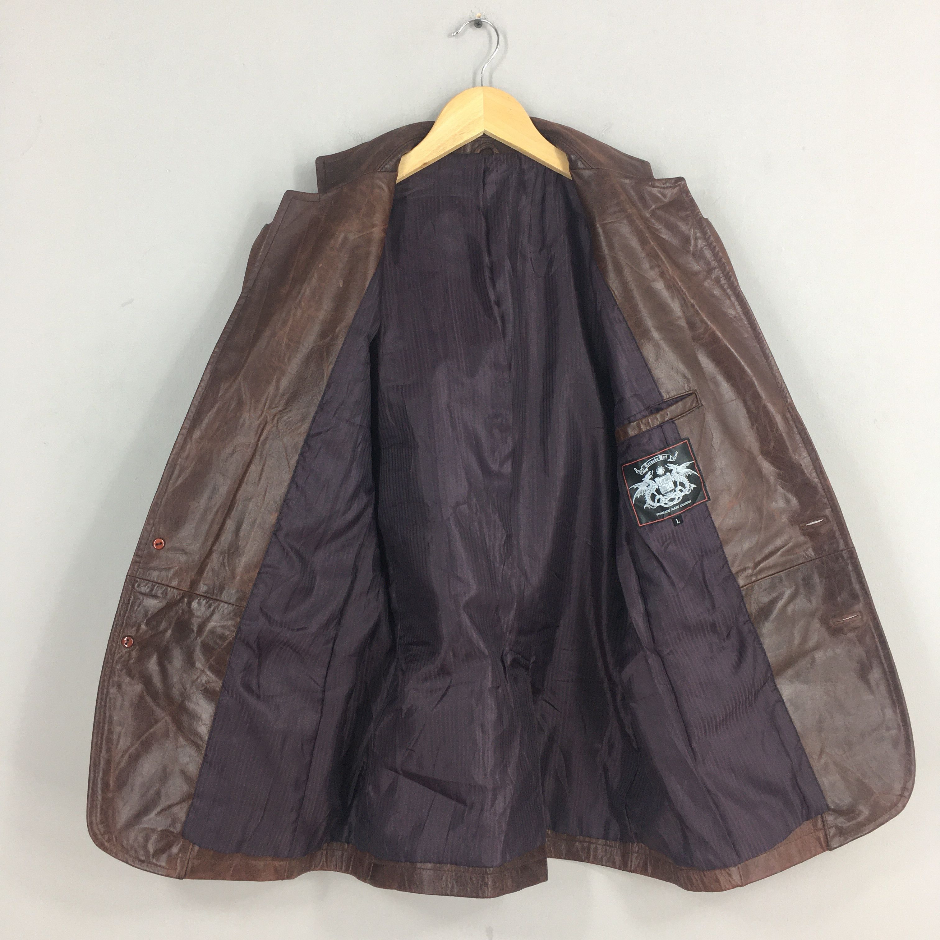 Le Grande Bleu (L.G.B.) Tornado Mart Cowhide Brown Leather Jacket Medium Size US M / EU 48-50 / 2 - 5 Thumbnail