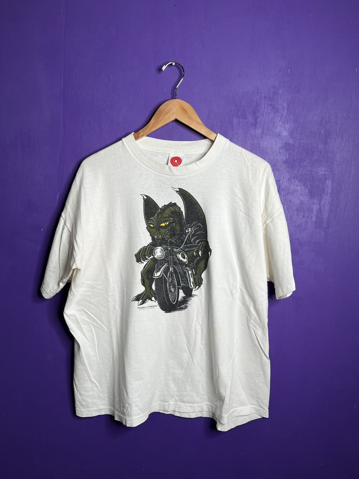 Image of Made In USA x Powell Peralta Vintage 90's Powell Peralta Steve Caballero T-Shirt in White (Size XL)