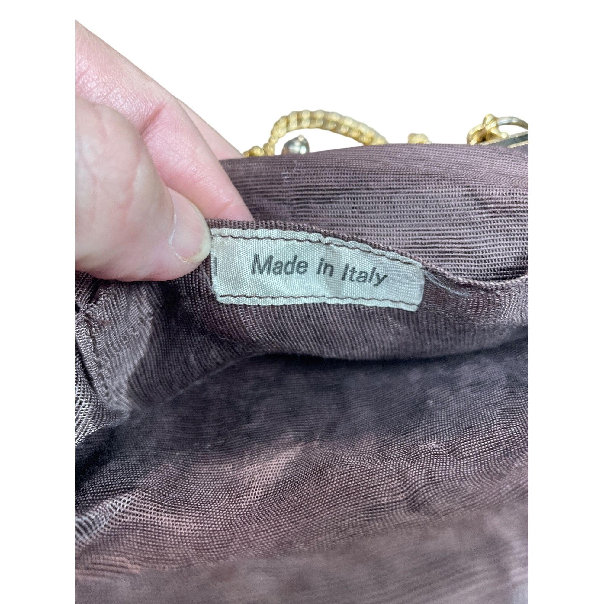 Handmade Italian handmade womans brown fabric gold ware kisslock hand Size ONE SIZE - 13 Thumbnail