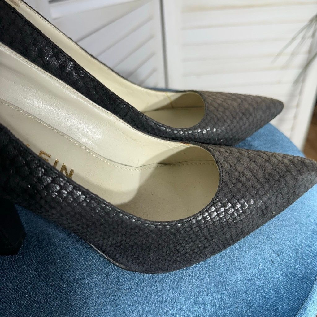 Anne Klein suede pump shoes brown & gray reptile pattern pointed toe 10 Size US 10 / IT 40 - 7 Thumbnail