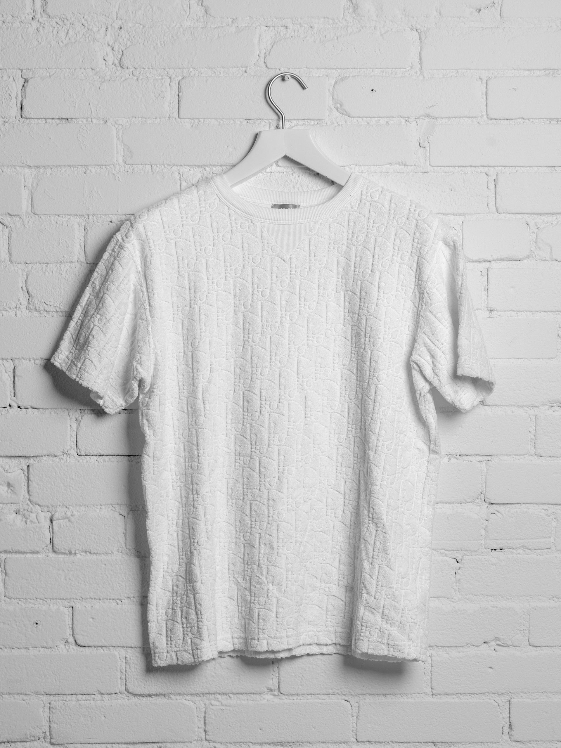 image of Dior Terry Cotton Oblique Tshirt in White, Men's (Size XS)