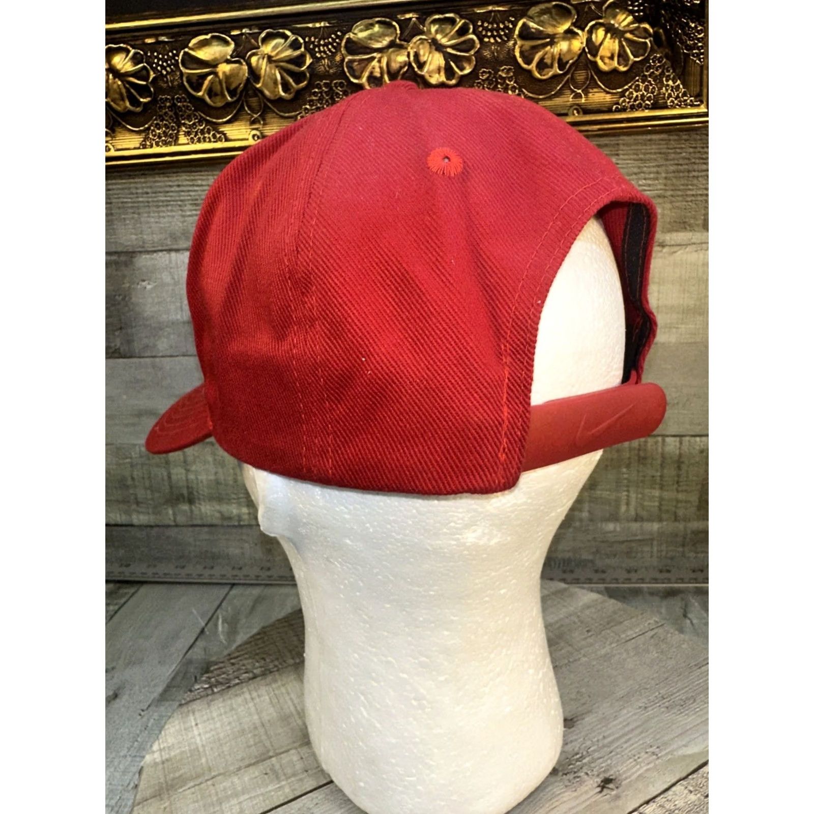 Nike VINTAGE Nike SnapBack Hat Check Logo Red Twill Adjustable 90s Mens Size ONE SIZE - 7 Thumbnail