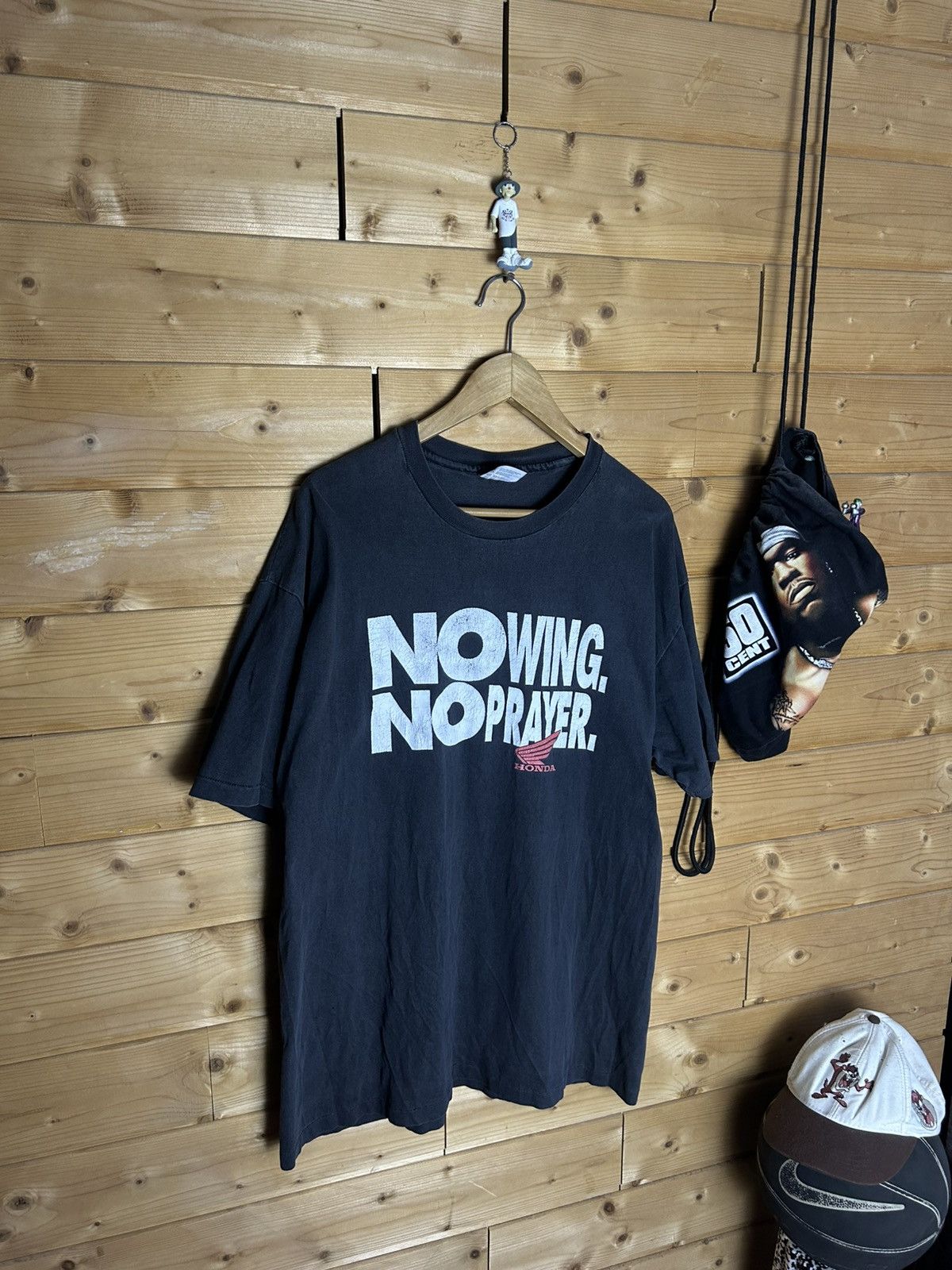 Honda Vintage 90s Honda no wing no prayer single stitch t shirt Size US XL / EU 56 / 4 - 1 Thumbnail