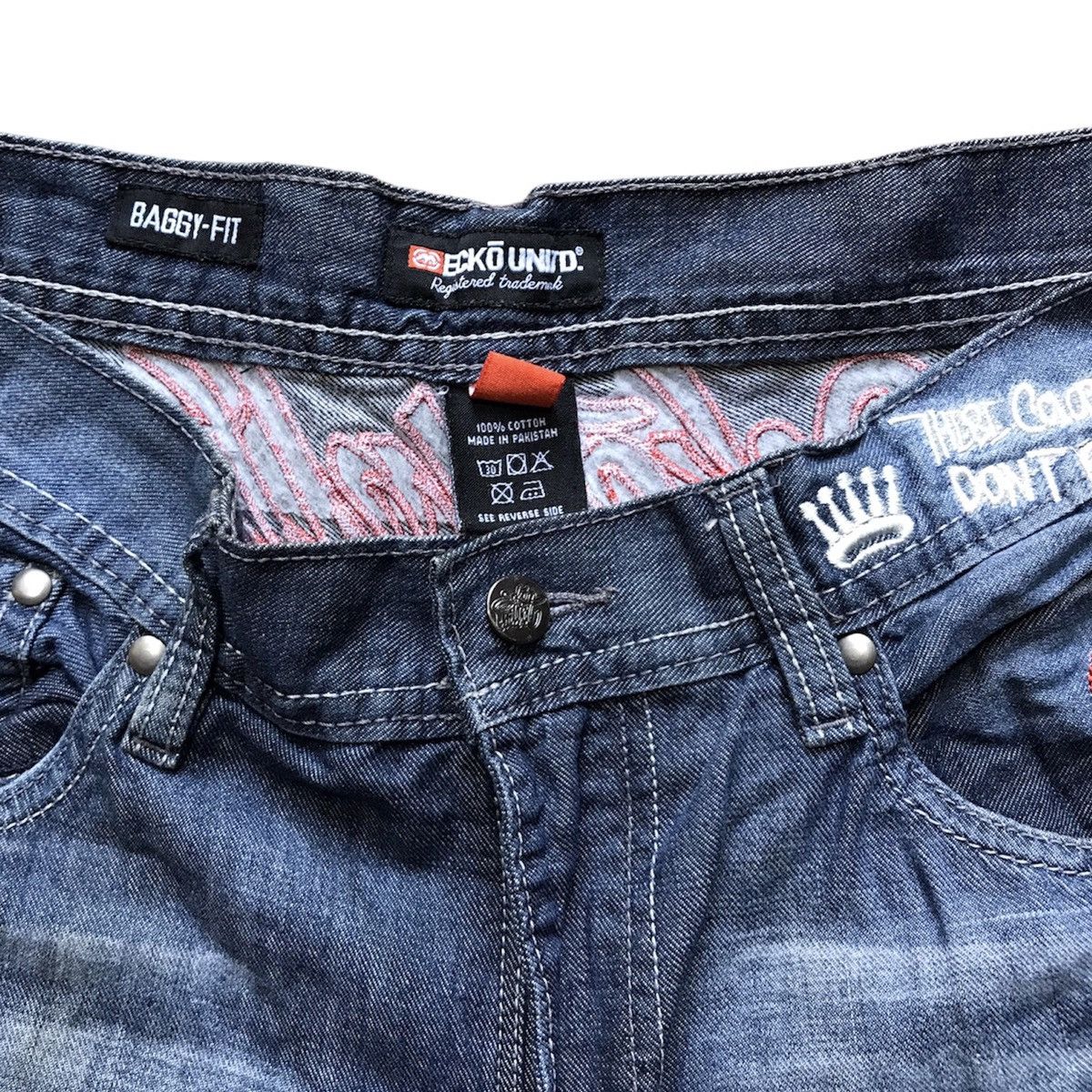 Ecko Unltd. × JNCO Y2K Ecko Embroidered Denim Pants Size US 34 / EU 50 - 8 Thumbnail