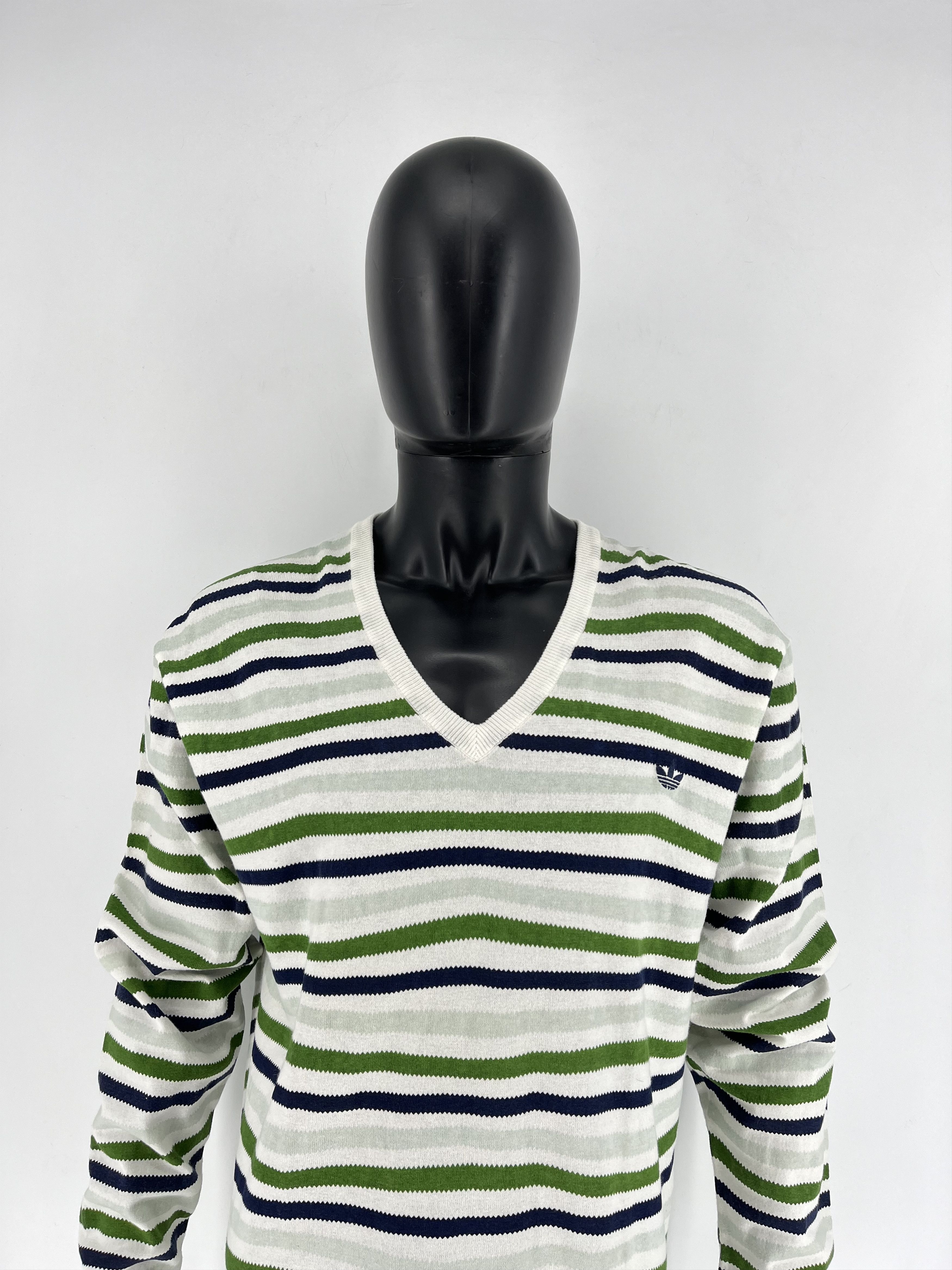 Adidas Vintage Y2K Adidas Streetwear Style Striped V-neck Sweater Size US XL / EU 56 / 4 - 1 Thumbnail