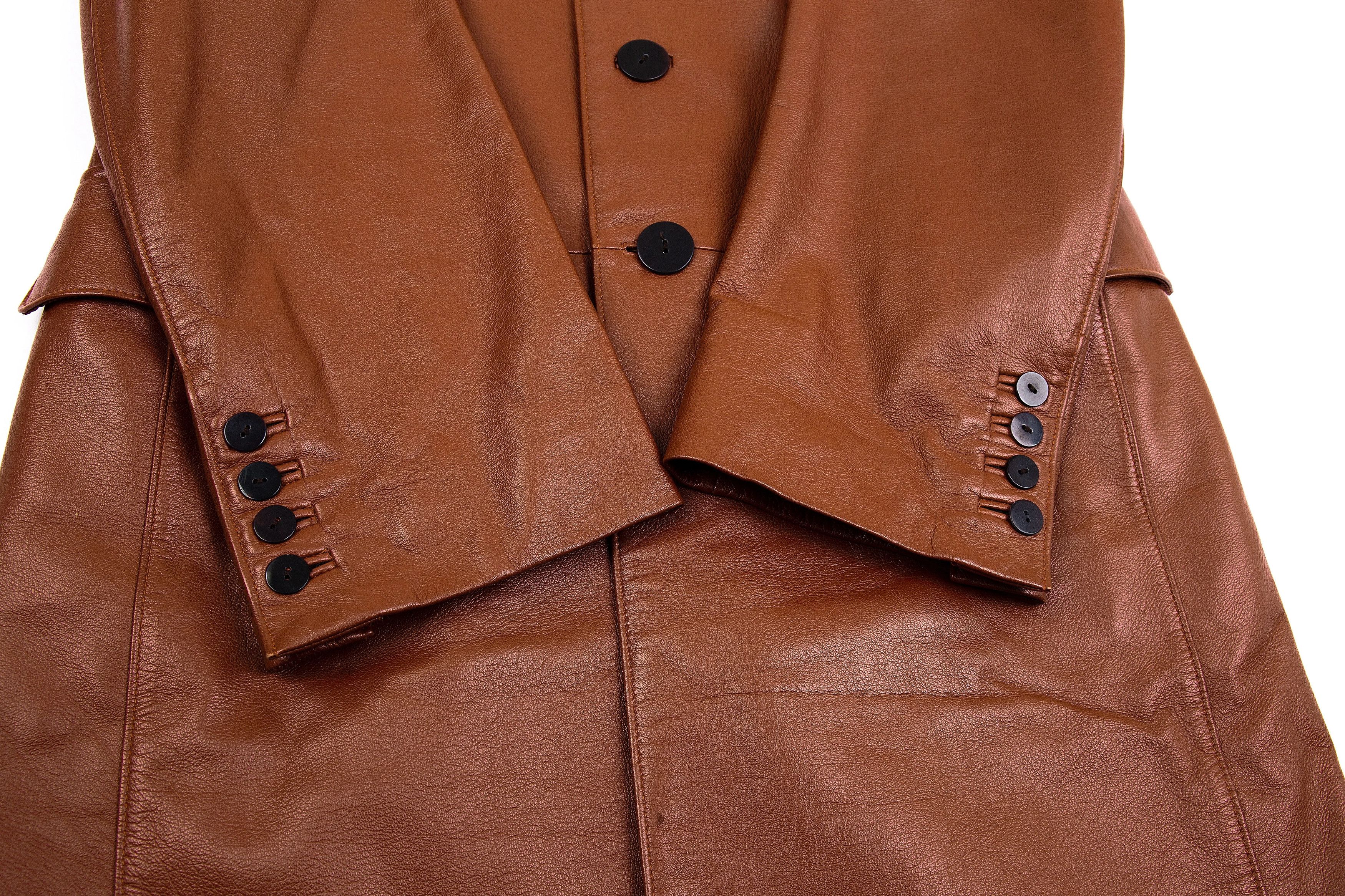 Jean Paul Gaultier Sheep Skin Leather Coat in Brown, Size 48 Size US M / EU 48-50 / 2 - 6 Thumbnail