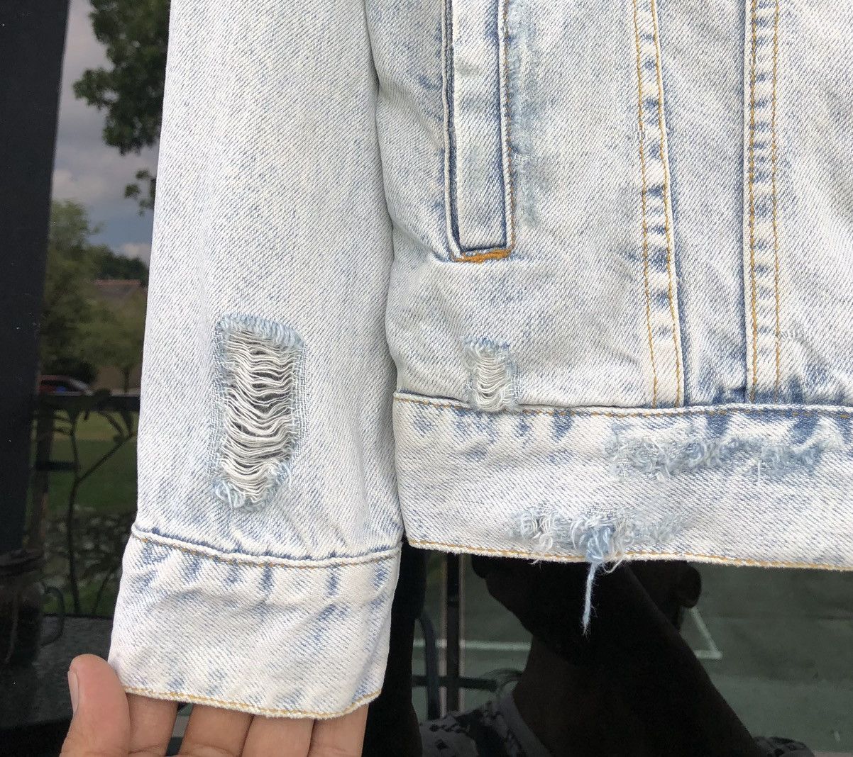 Zara Zara Mens Light Blue Studs Stones Skull Faded Wash Jacket Size US M / EU 48-50 / 2 - 18 Thumbnail