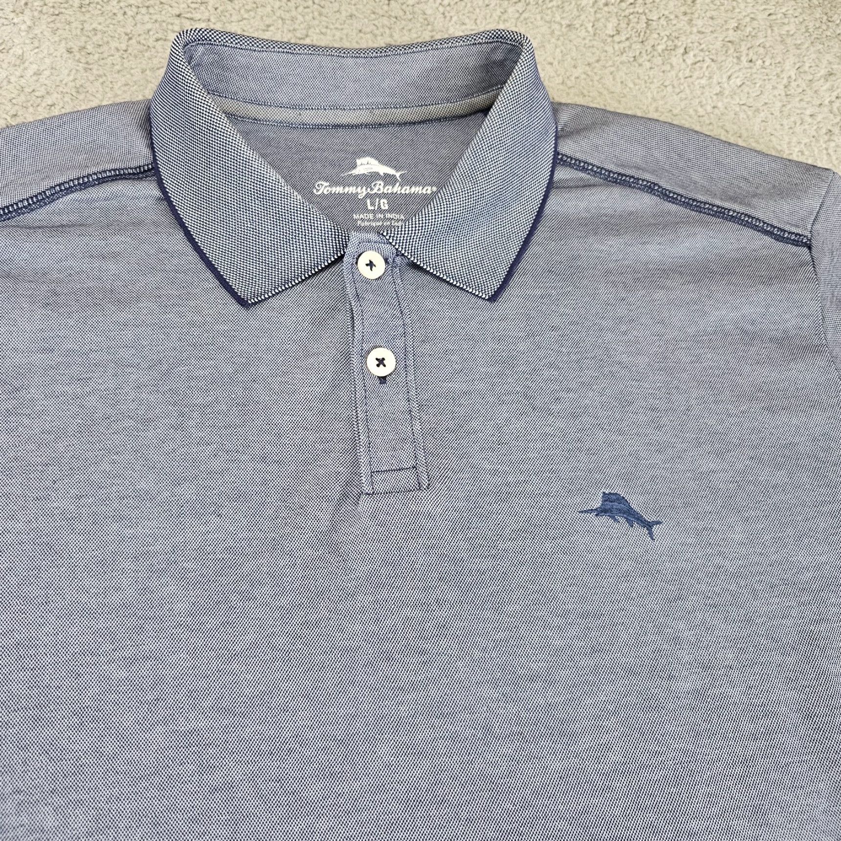Tommy Bahama Tommy Bahama Polo Shirt Mens L Blue Golf Island Preppy Casual Marlin Rugby Shirt Size US L / EU 52-54 / 3 - 2 Thumbnail