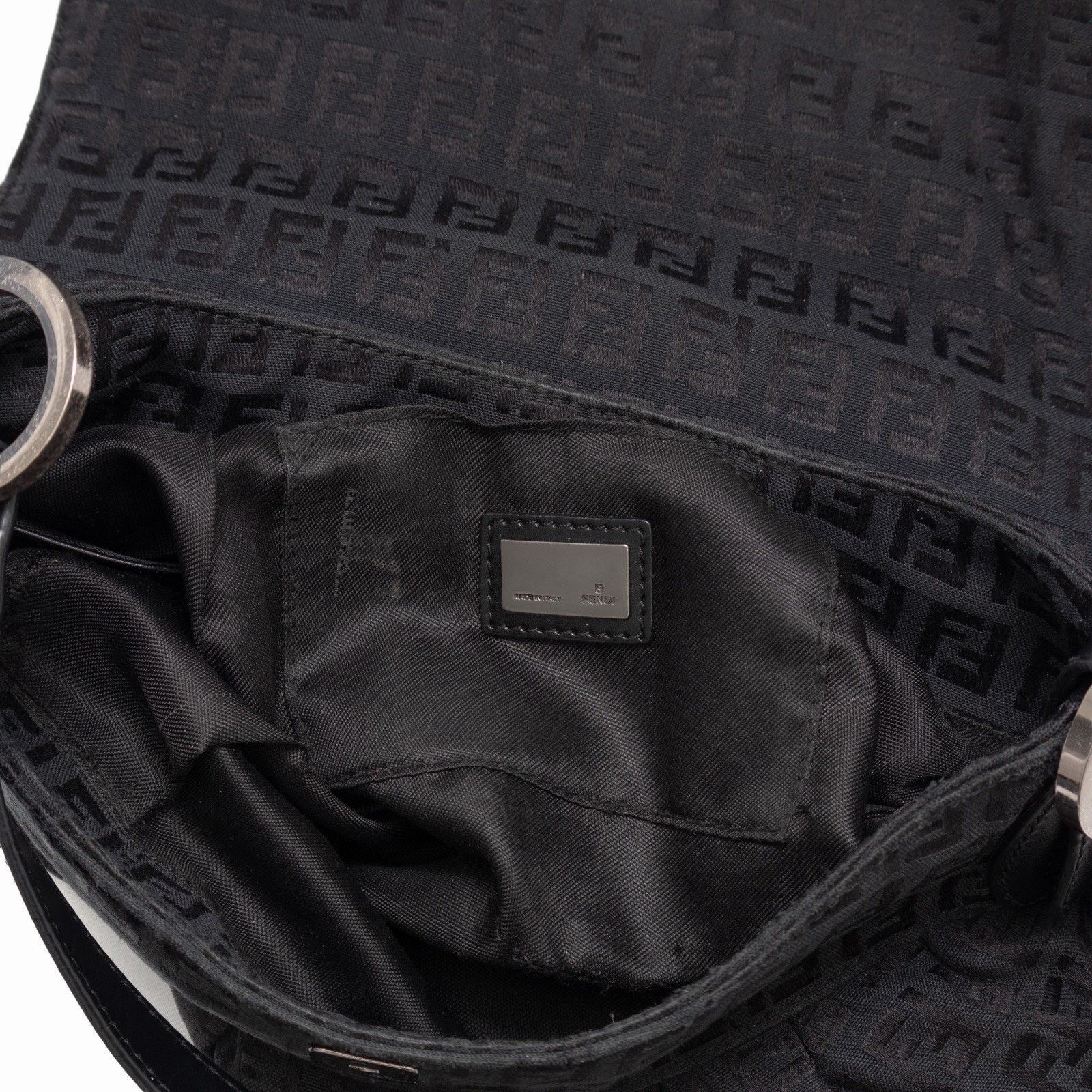 Fendi FENDI Black Zucchino FF Smal Chef Canvas Bag Hobo Shoulder Size ONE SIZE - 10 Thumbnail