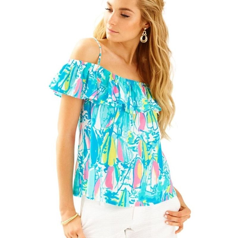 Lilly Pulitzer Lilly Pulitzer Tamiami Off The Shoulder Top Womens Small Size S / US 4 / IT 40 - 7 Thumbnail