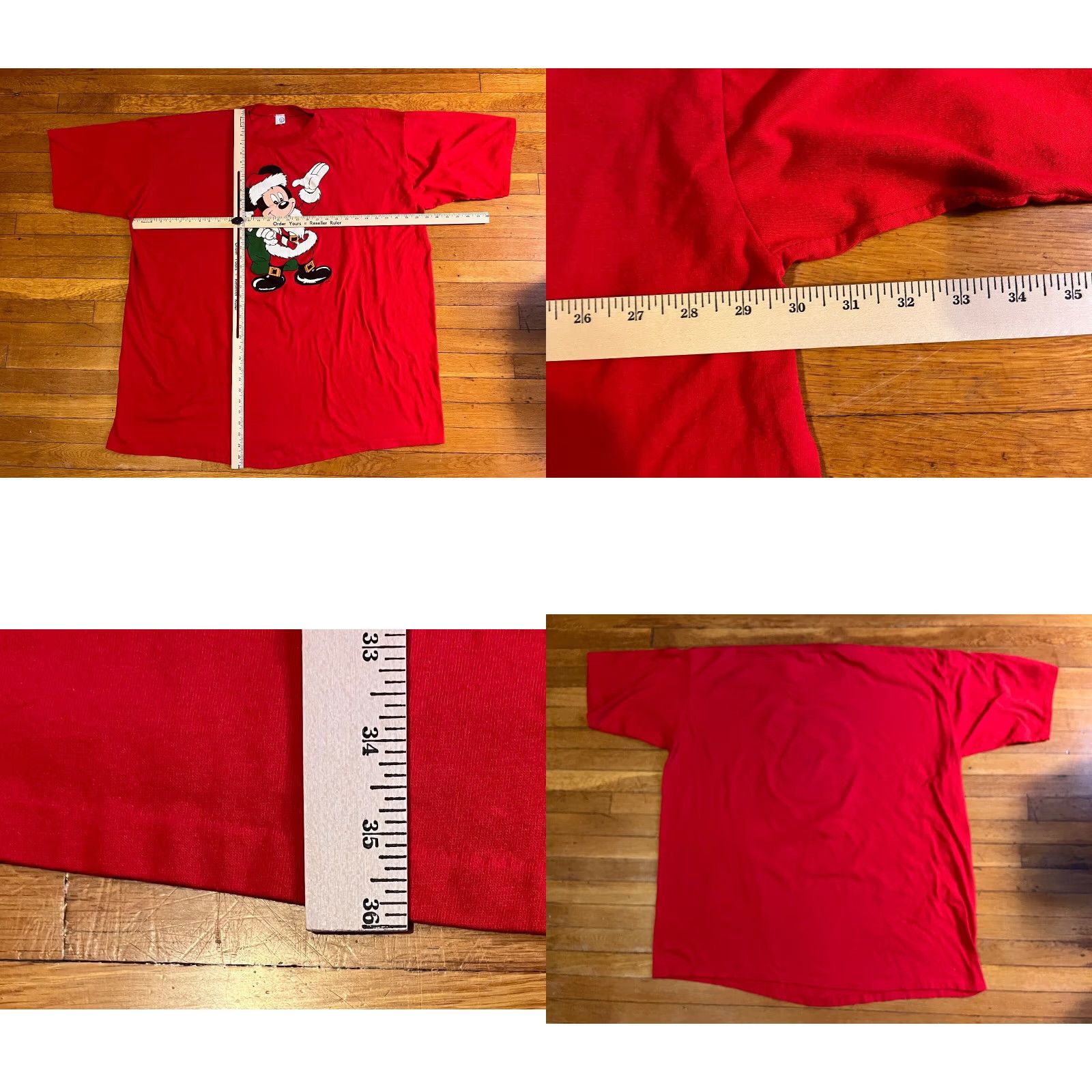 Vintage VINTAGE Mickey Mouse Christmas Night Shirt One Size Red Single Stitch Size ONE SIZE - 8 Thumbnail