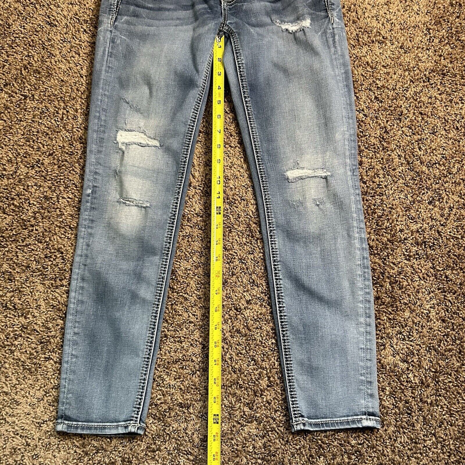 Miss Me Miss Me Ankle Skinny Low Rise Jeans Distressed Sz 27 Size 27" / US 4 / IT 40 - 15 Thumbnail