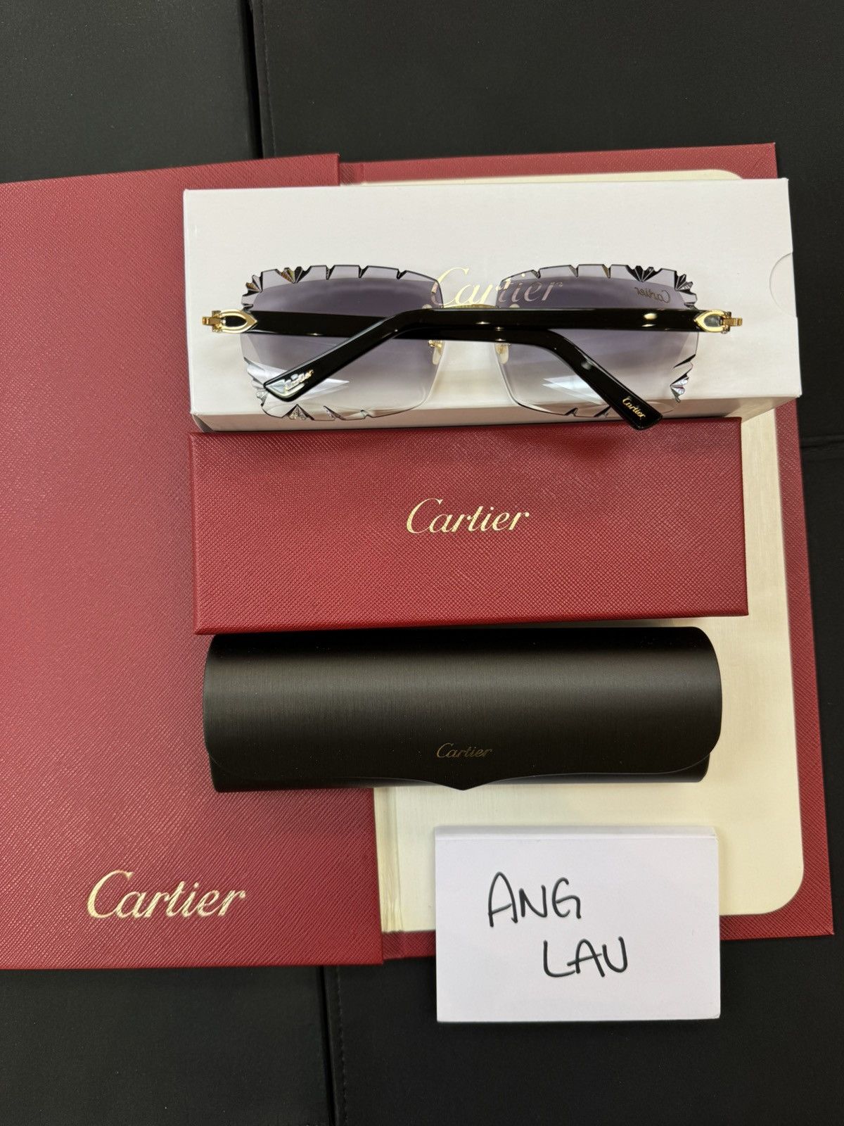 Cartier Cartier Black Composite with Custom Diamond Cut Lenses Size ONE SIZE - 2 Thumbnail