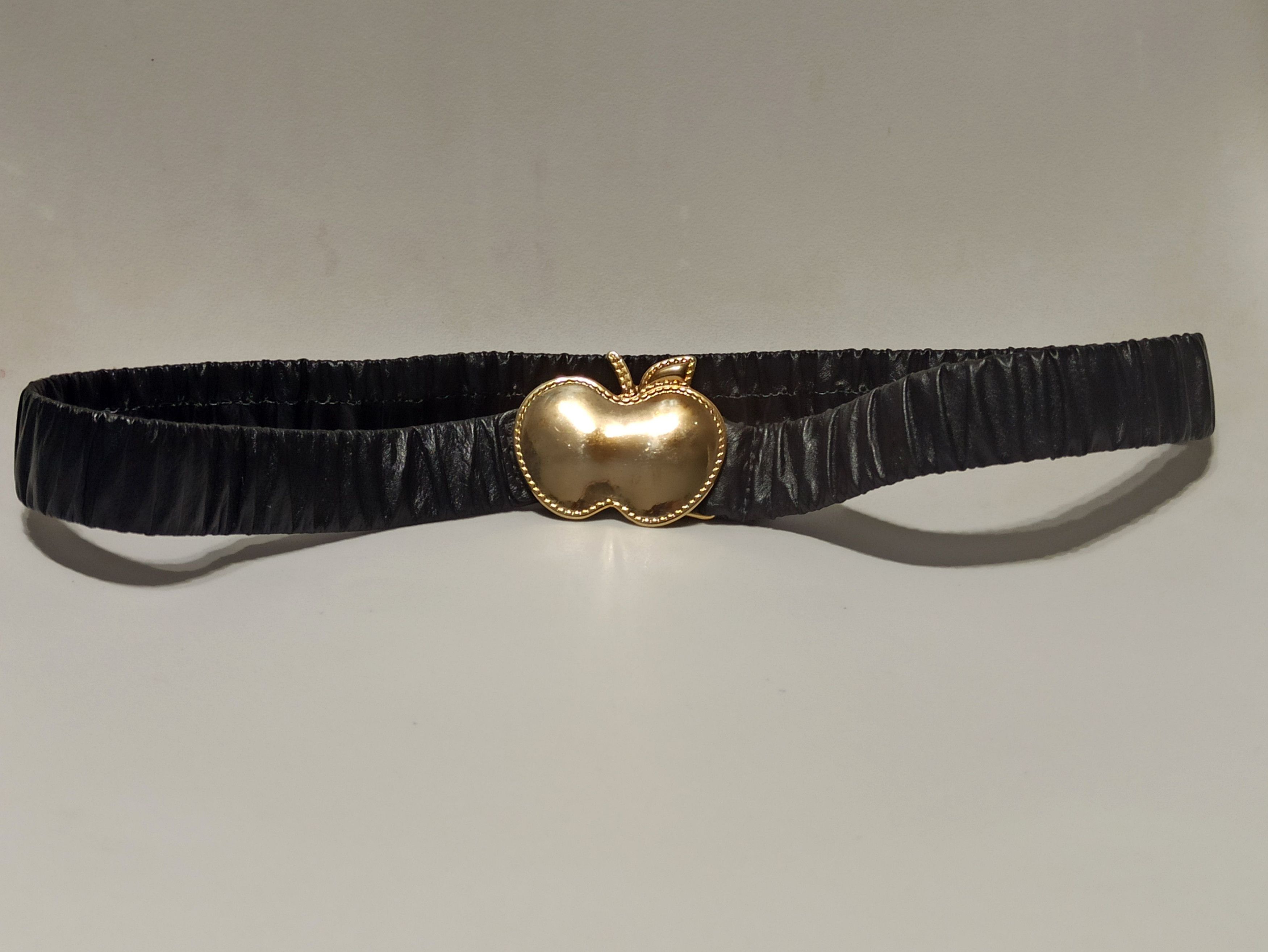 Apple IORANE Womens Leather Elastic Belt with Apple Buckle Size ONE SIZE - 2 Thumbnail