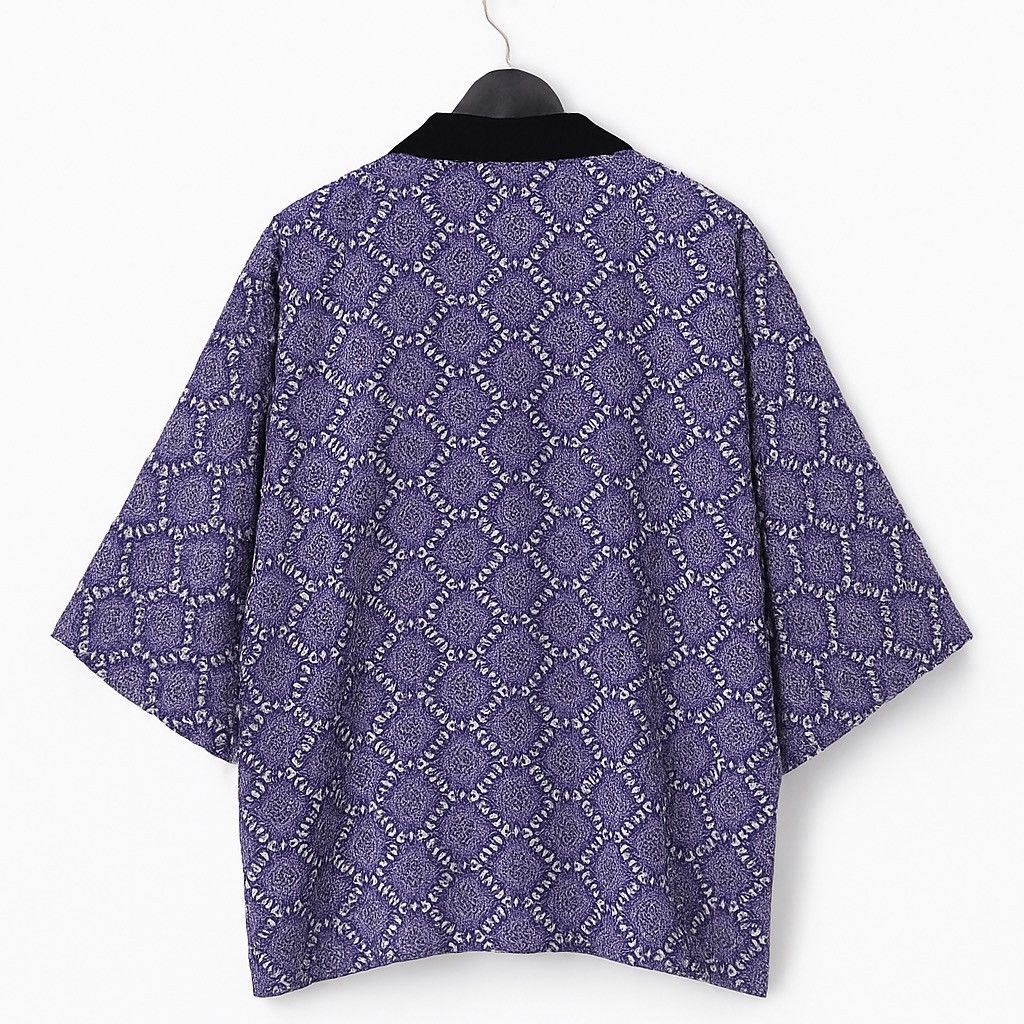 Japanese Brand Vintage Japanese Hanten Jacket – Purple Geometric Pattern Size US M / EU 48-50 / 2 - 2 Thumbnail