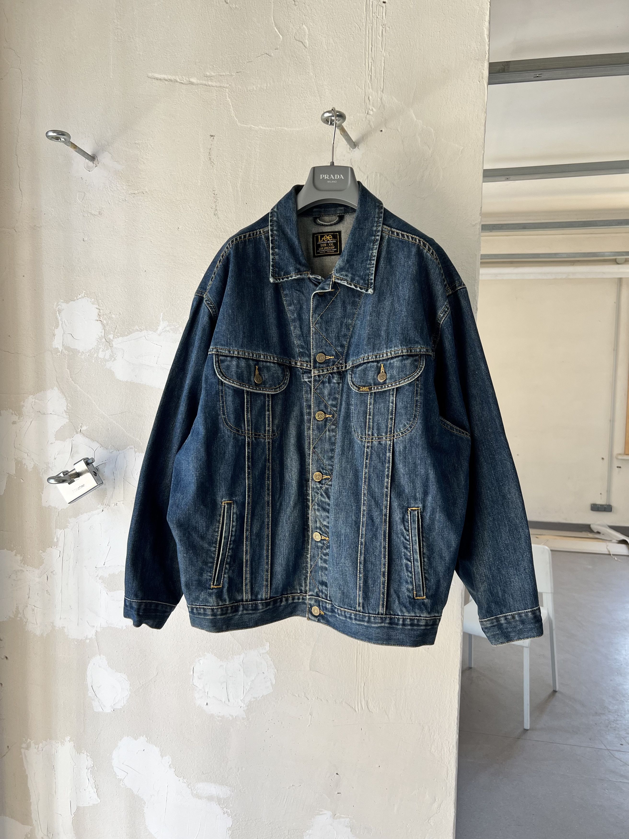 Lee Lee Vintage Heavy Trucker Denim NFS Fade Jacket Bomber Size US XXL / EU 58 / 5 - 3 Thumbnail