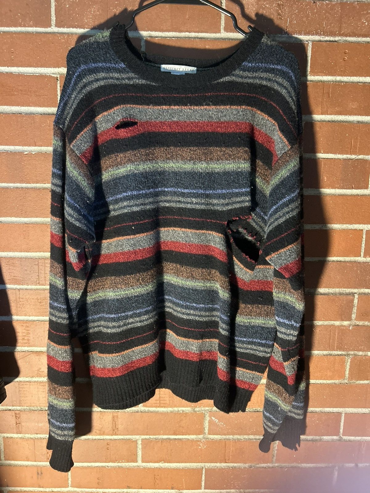Geoffrey B. Small × Vintage Vintage Thrashed 100% Lambswool Sweater Size US L / EU 52-54 / 3 - 1 Thumbnail