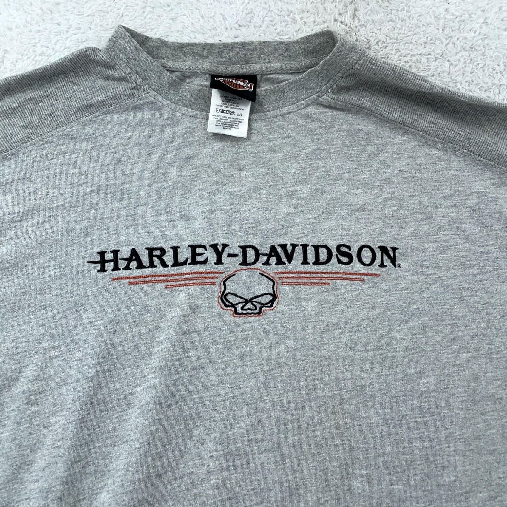Harley Davidson Harley-Davidson T-Shirt Men Short Sleeve Gray Skull Biker Graphic Print Crew Neck L/XL Quilted Embroidered Columbia Connecticut Tee Size US L / EU 52-54 / 3 - 2 Thumbnail