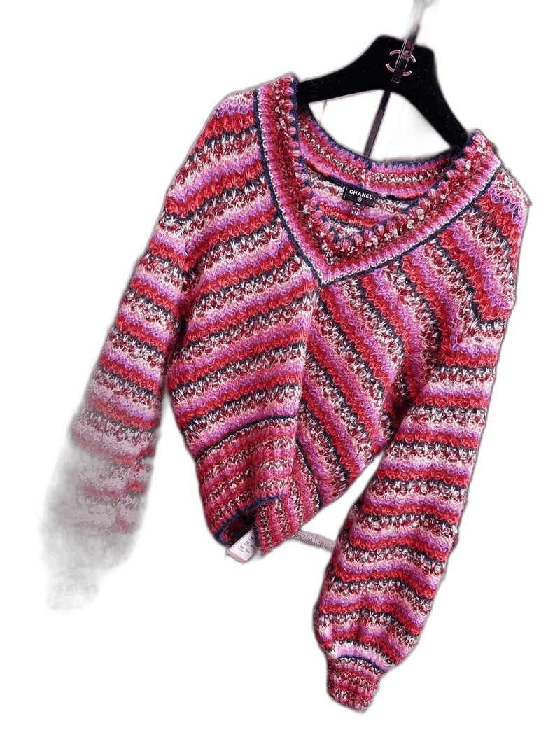 Chanel Chanel 22A Multi Color Lantern Sleeve Knit Top Size S / US 4 / IT 40 - 1 Thumbnail