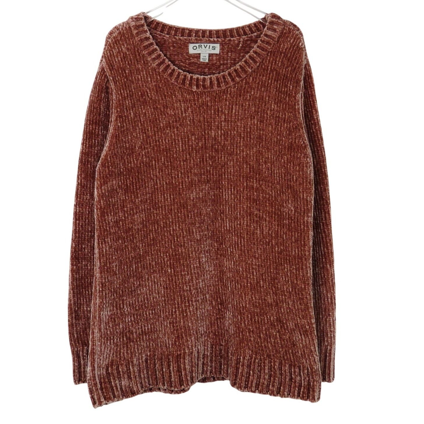 Orvis Orvis Dark Rose Pink Chenille Chunky Knit Sweater Large Size L / US 10 / IT 46 - 1 Thumbnail
