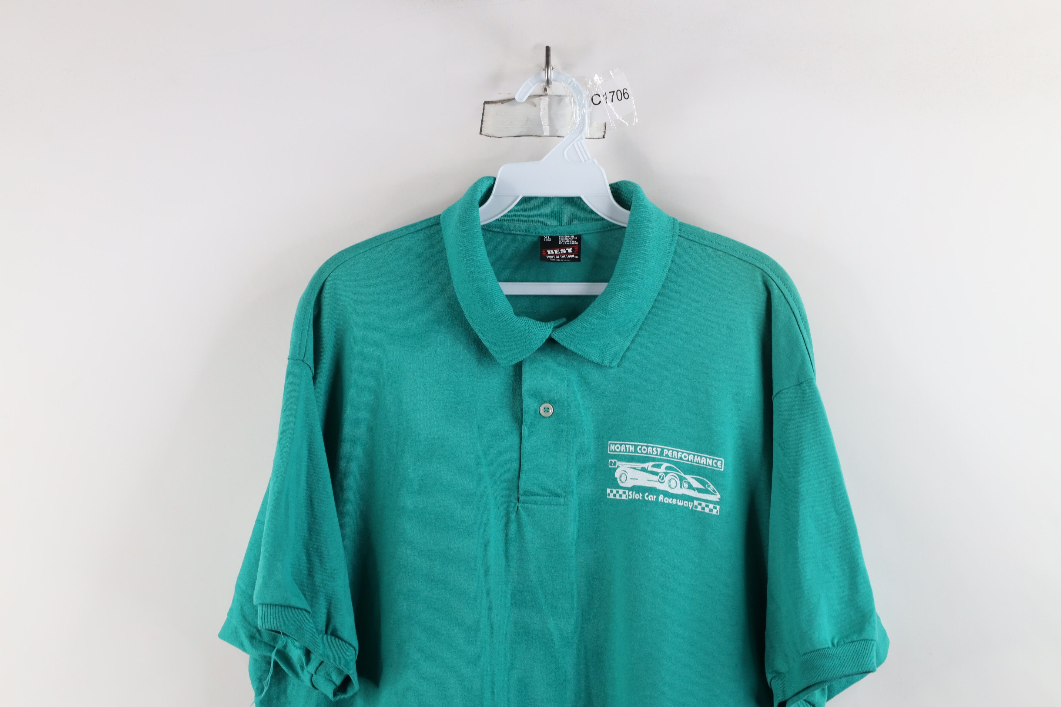 Vintage Vintage 90s Performance Slot Car Raceway Polo Shirt Teal USA Size US XL / EU 56 / 4 - 2 Thumbnail