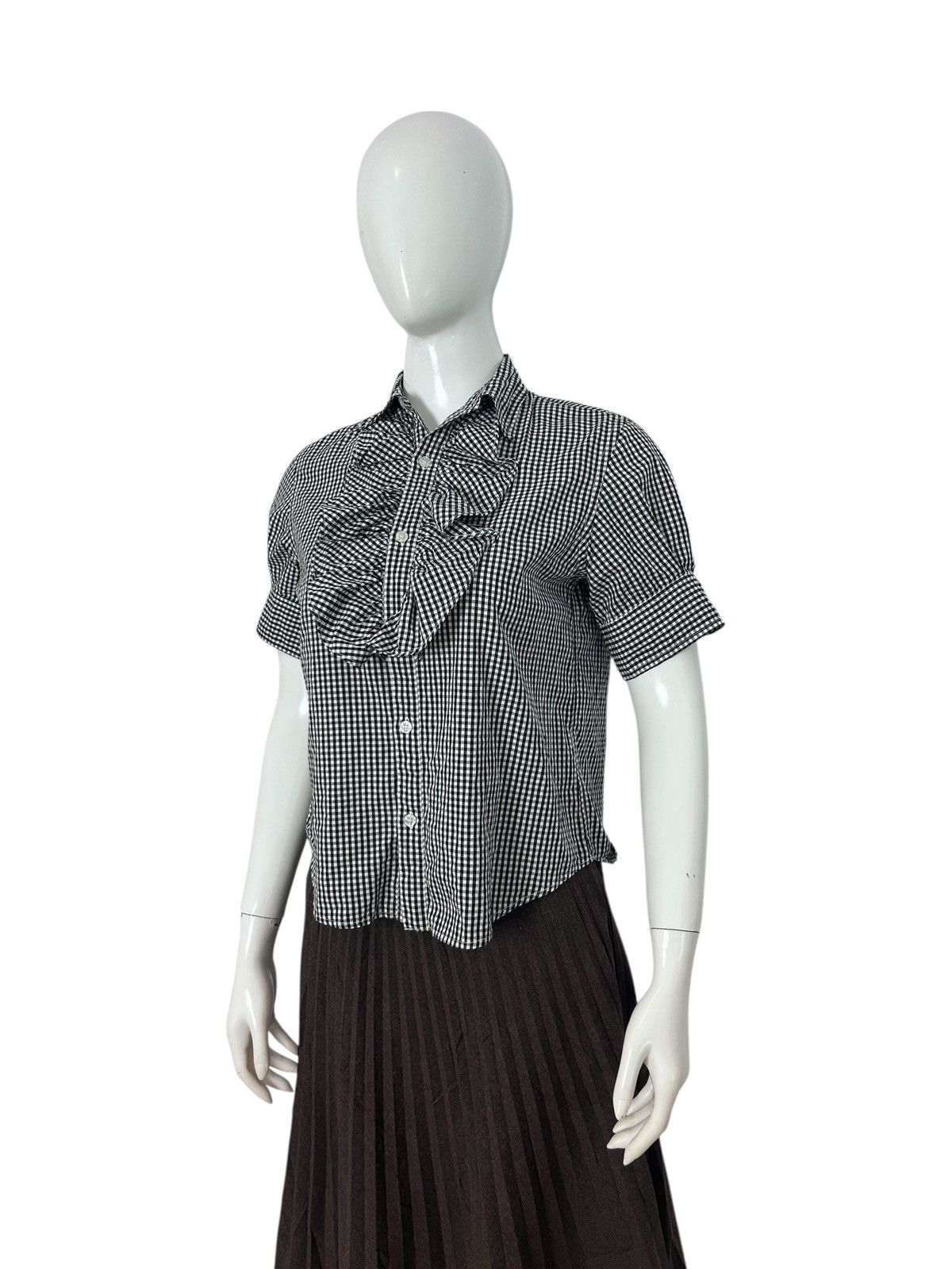 Beams Plus Beams Boy Gingham Check Ruffle Short Sleeve Shirt Size M / US 6-8 / IT 42-44 - 2 Thumbnail