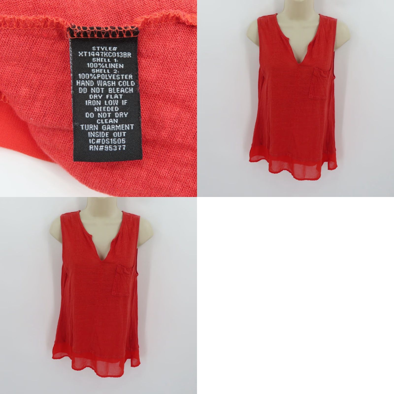 Sanctuary Sanctuary Shirt Women's Small Solid Red Linen Sleeveless Tank Top With Pocket Size S / US 4 / IT 40 - 8 Thumbnail