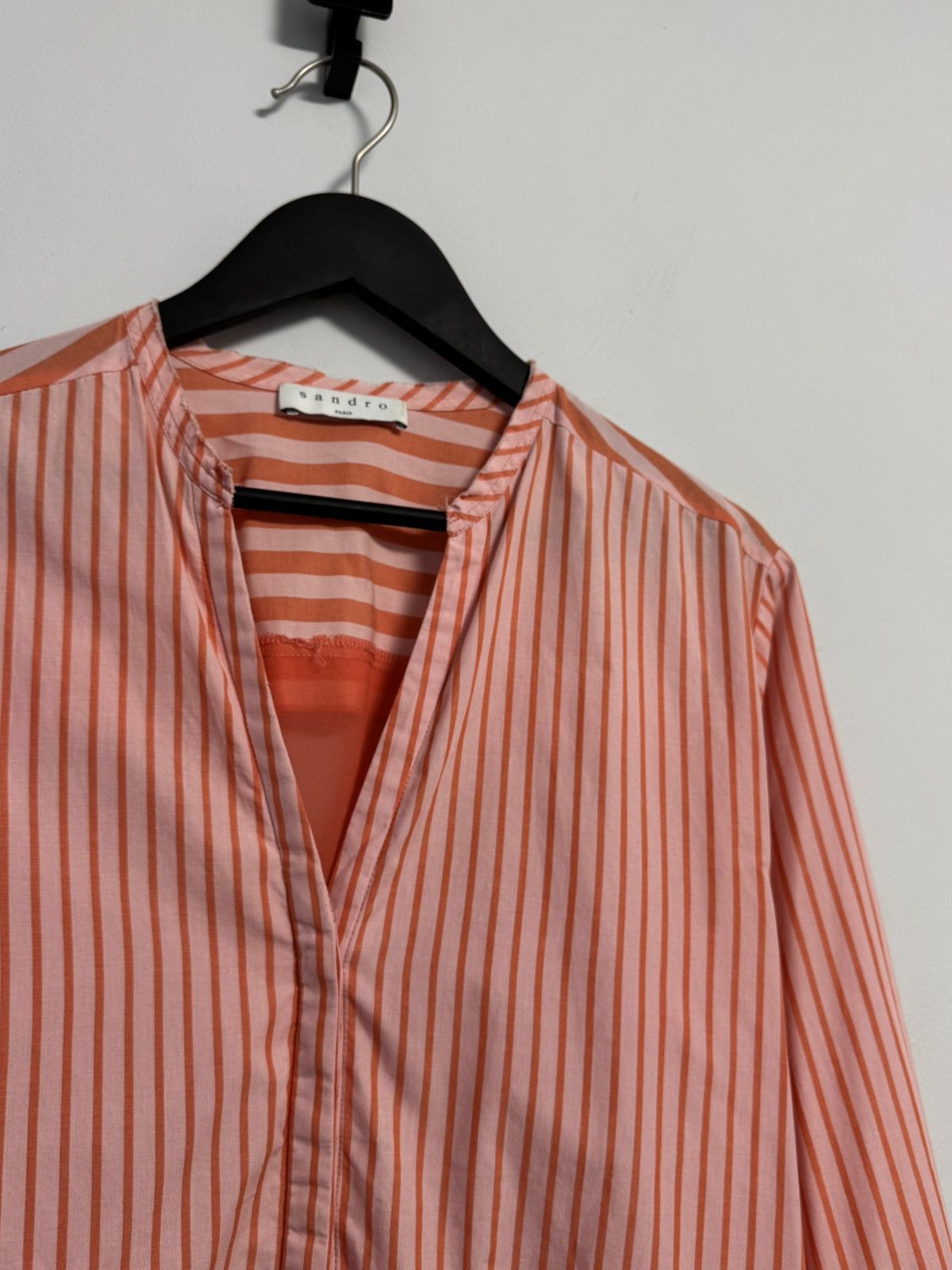 Sandro Sandro Women’s Pink Orange Striped Blouse Tunic 3/4 Sleeve Size XS / US 0-2 / IT 36-38 - 4 Thumbnail