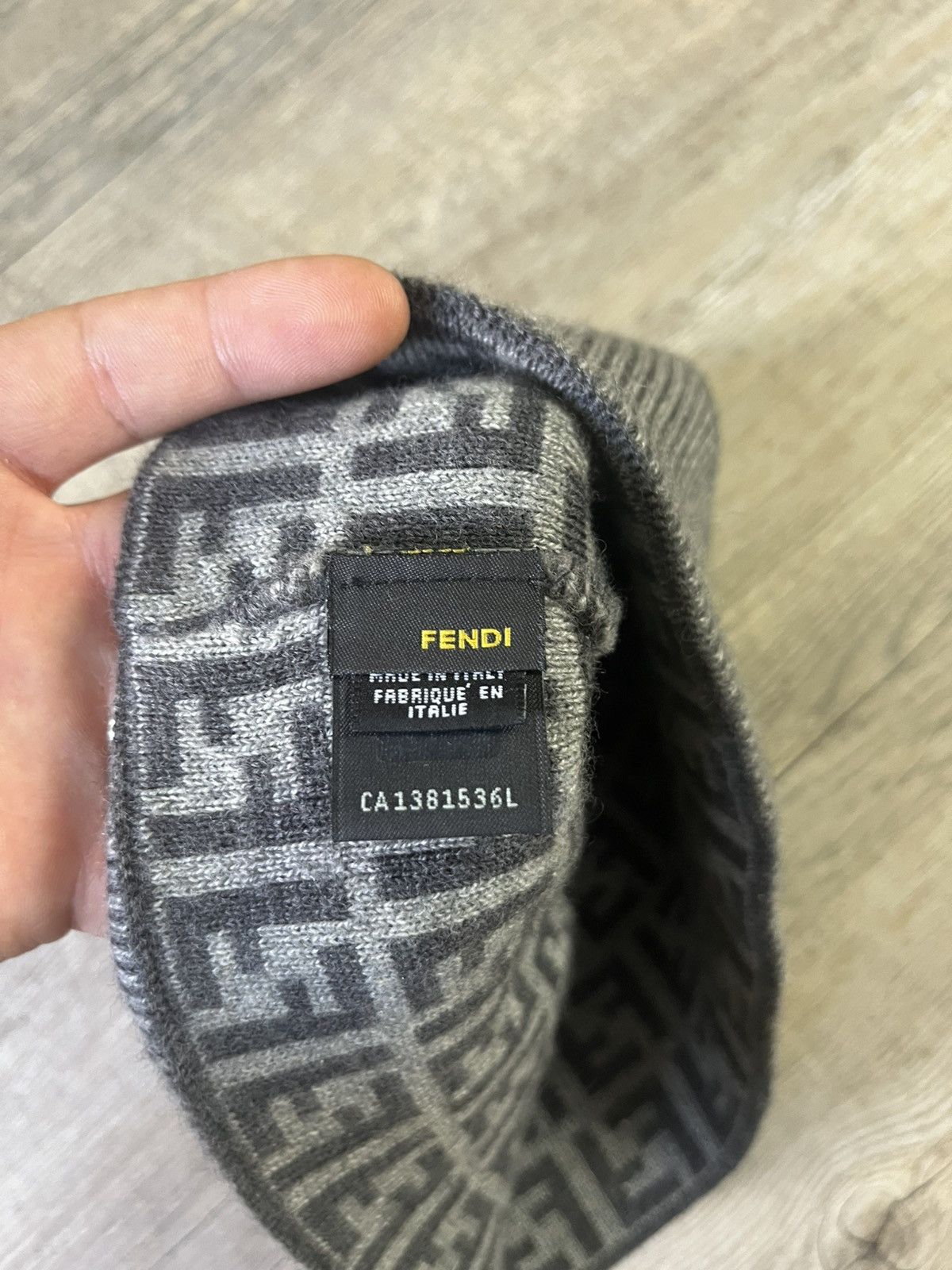 Fendi Fendi Zucca FF Logo Monogram Grey Wool Knitted Beanie Size ONE SIZE - 3 Thumbnail