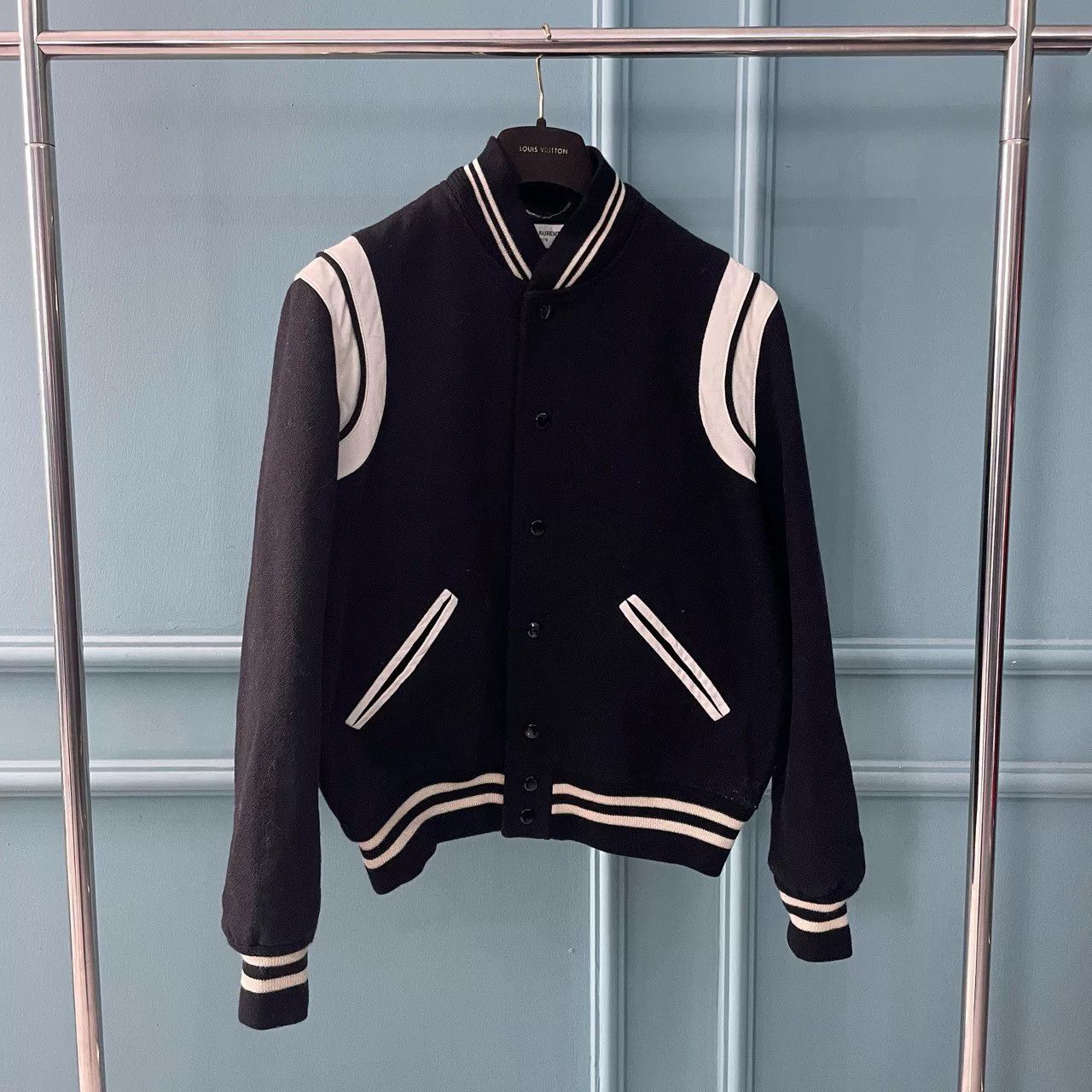 Saint Laurent Paris Saint Laurent Black White Varsity Jacket Size US M / EU 48-50 / 2 - 1 Thumbnail