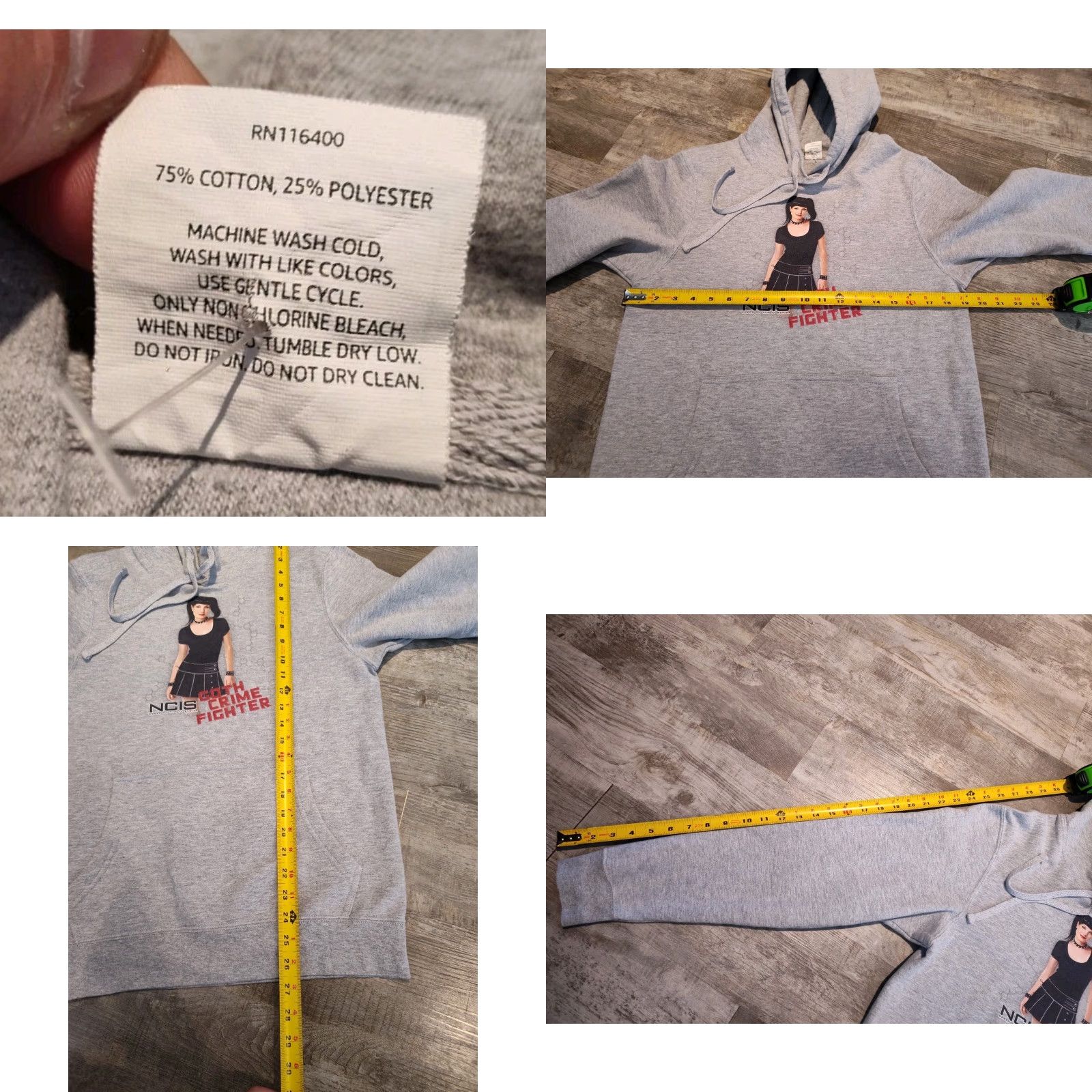 Vintage NCIS Abby Pullover Goth Crime Fighter Gray Size Small Fleece Drawstrings Hopdie Size US S / EU 44-46 / 1 - 8 Thumbnail