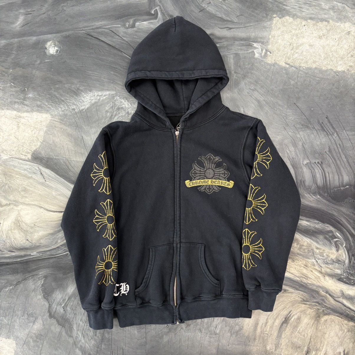 Chrome Hearts Vintage Chrome Hearts Gold Thermal Zip-Up Hoodie - Small Size US S / EU 44-46 / 1 - 1 Thumbnail