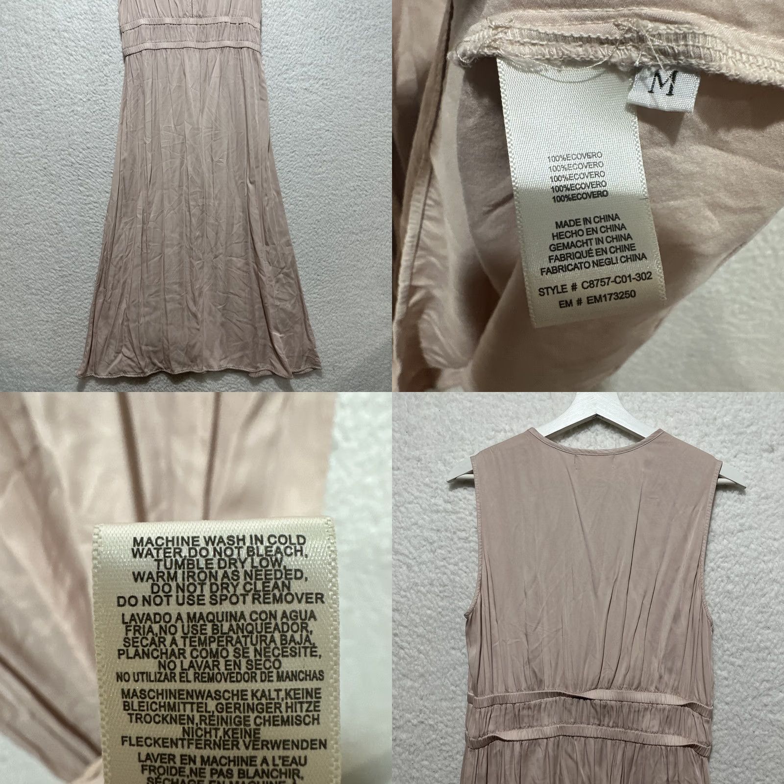 CLOT Cloth & Stone Sleeveless Women's M Deep-V Midi Dress Satin V-Neck Pullover Pink Size M / US 6-8 / IT 42-44 - 8 Thumbnail