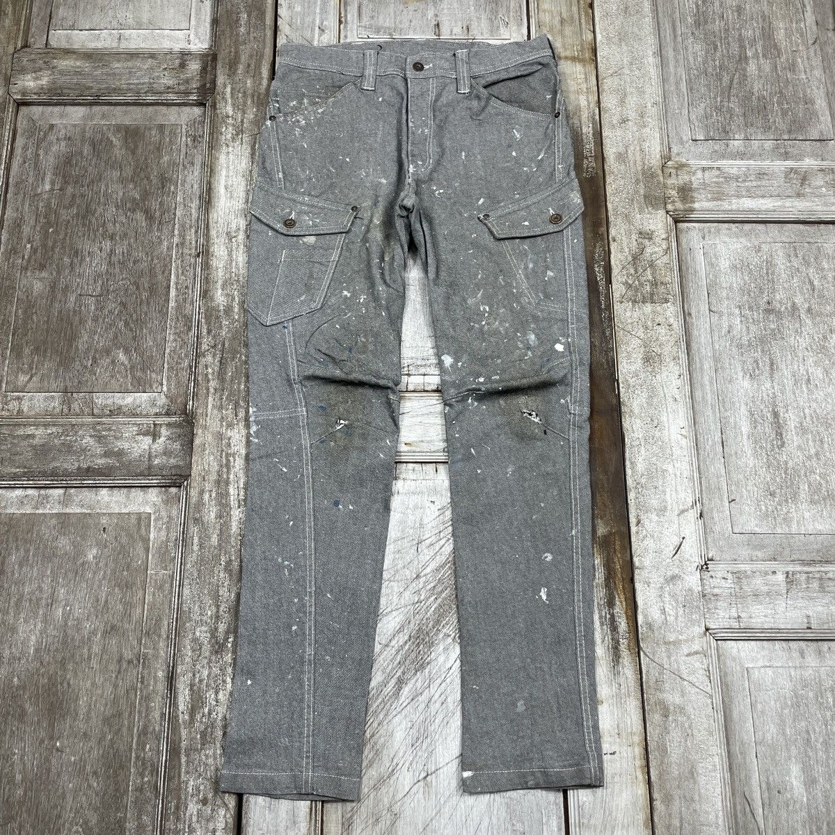 Japanese Brand × Vintage Vintage Japanese Brand Distressed Painted Cargo Pant Size US 31 - 1 Thumbnail