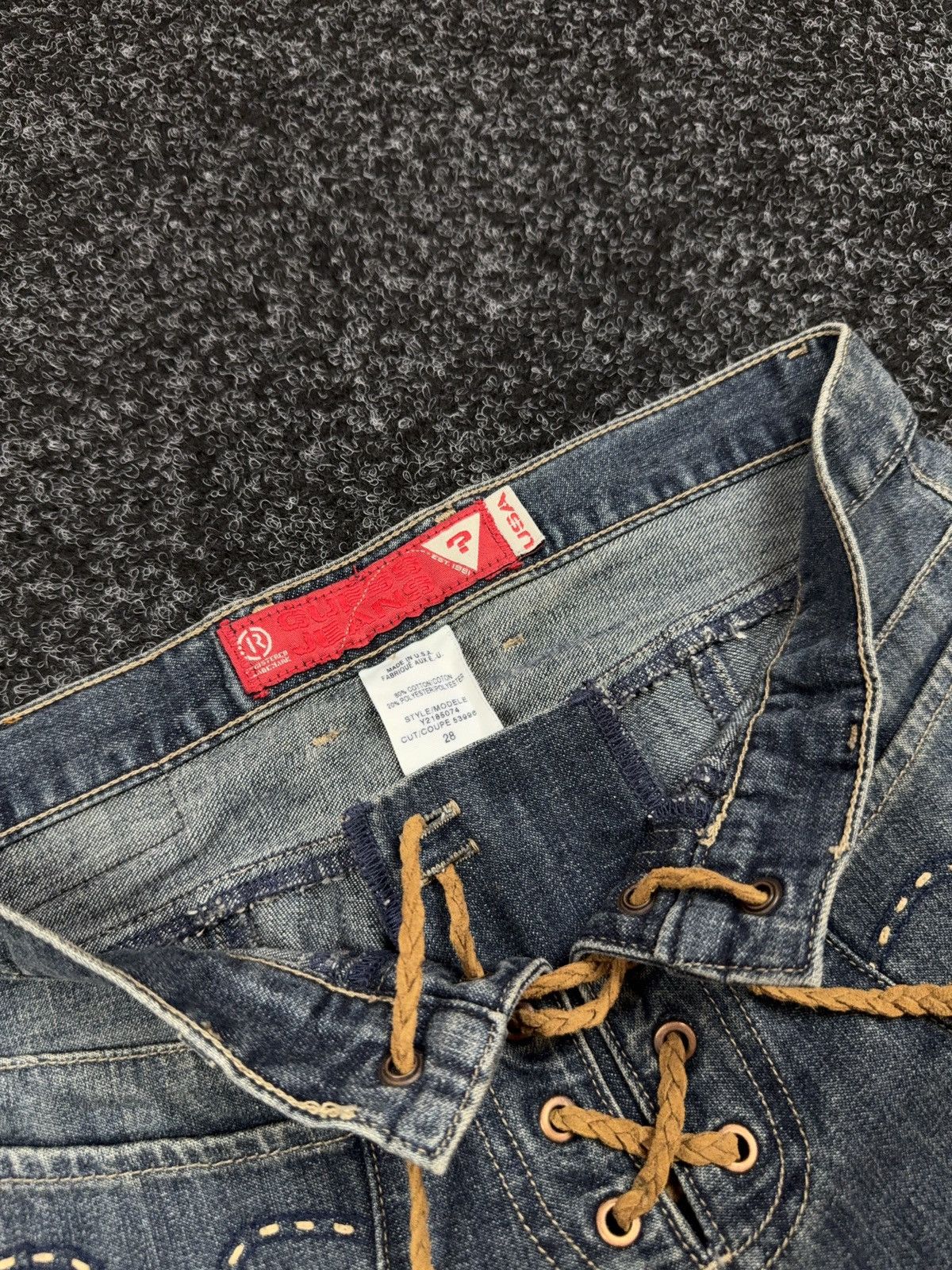 Guess Archive Y2K Guess Western USA Retro 00s Lace Up Denim Jeans Size 28" / US 6 / IT 42 - 8 Thumbnail