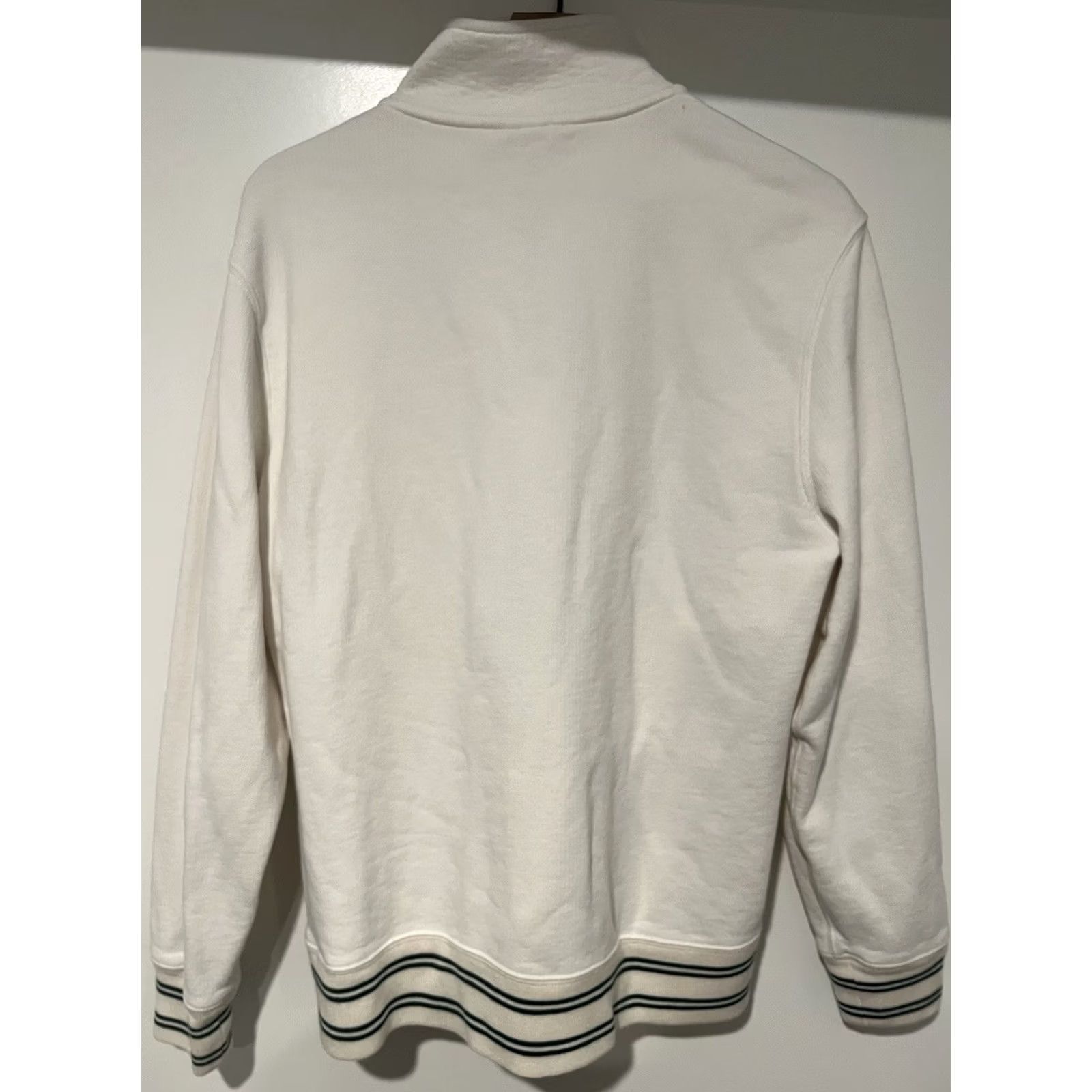 J.Crew VINTAGE J.Crew Half-zip Ribbed Terry Pullover Classic Ivory Pine Stripe M Mens Sweater Size US M / EU 48-50 / 2 - 7 Thumbnail