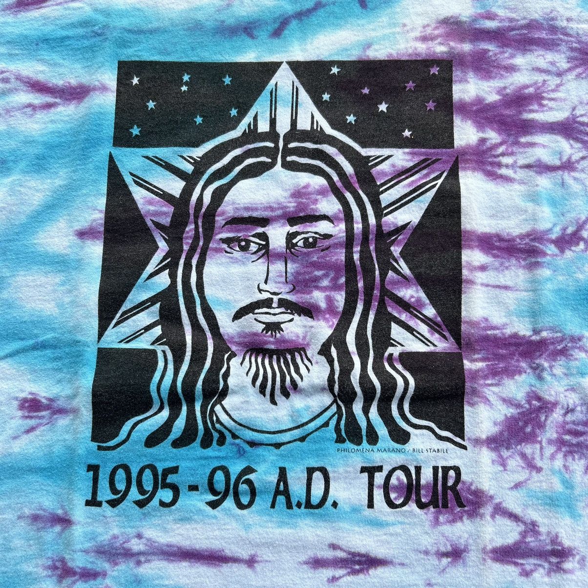 Vintage Vintage 1995/96 Jesus Christian AD Tour Tie Dye T Shirt Size US XL / EU 56 / 4 - 7 Thumbnail
